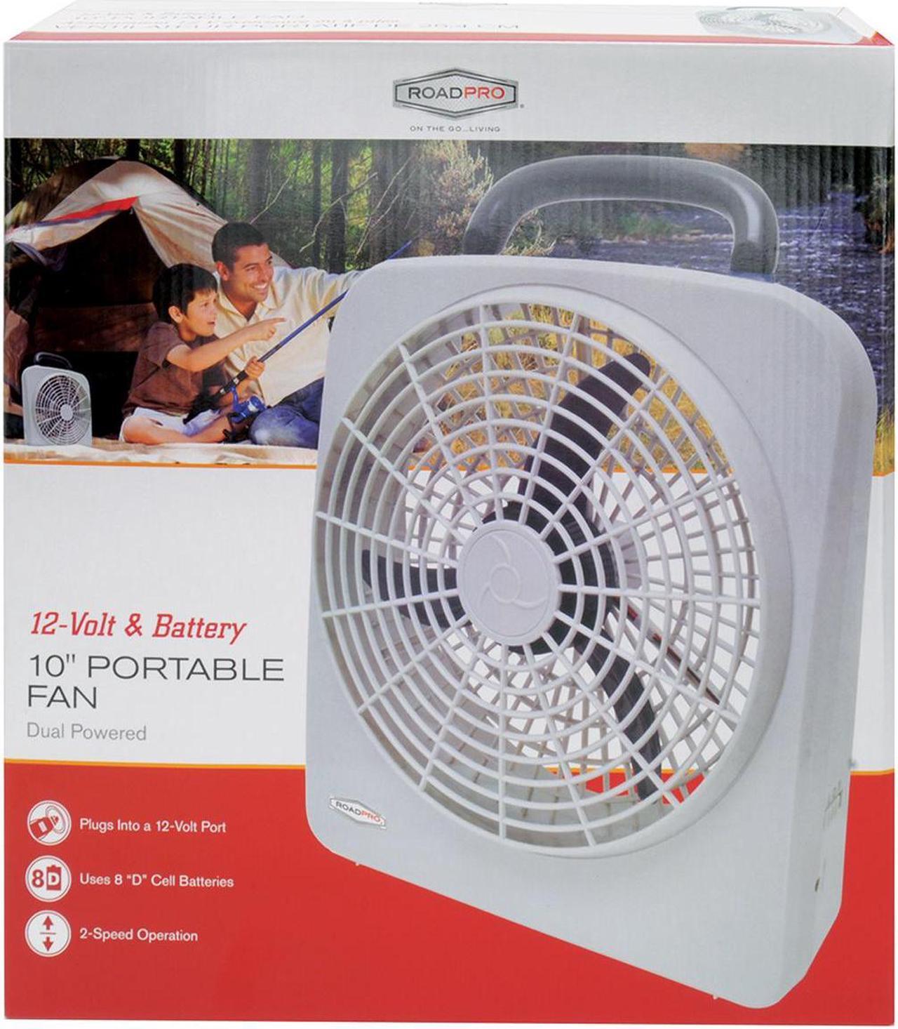 Alt view image 13 of 16 - RoadPro Dual Power 12 Volt Plug In Car and RV 10 Inch 2 Speed Portable Fan, Gray