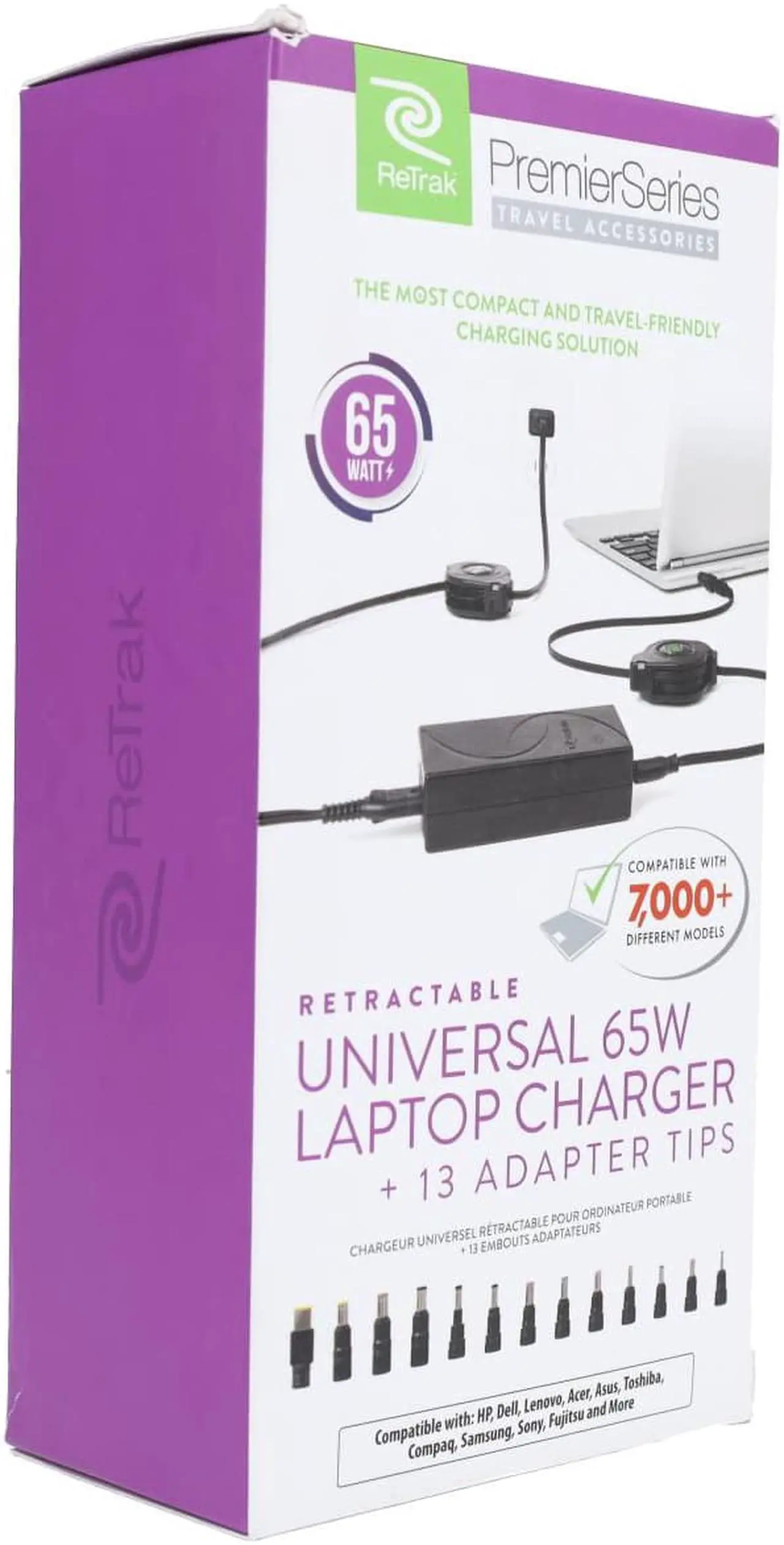 Alt view image 6 of 9 - Retrak Retractable Universal Ultrabook Notebook Netbook Wall Charger Black Wall Chargers
