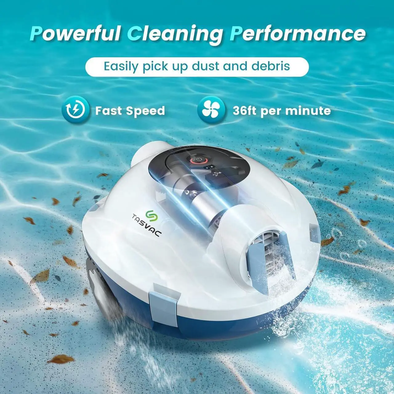 Alt view image 5 of 5 - TASVAC Automatic Cordless Robotic Pool Cleaner, 90 Mins Runtime