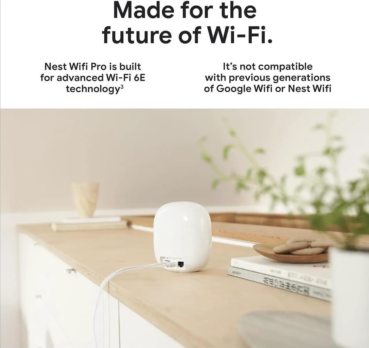 Alt view image 4 of 7 - Google GA03030-US Nest Wi-Fi Pro 6E AXE5400 Mesh Wi-Fi Router - Tri-Band - RJ45 - Bluetooth - 2200 sq. ft. - Up to 5.4 Gbps - Snow