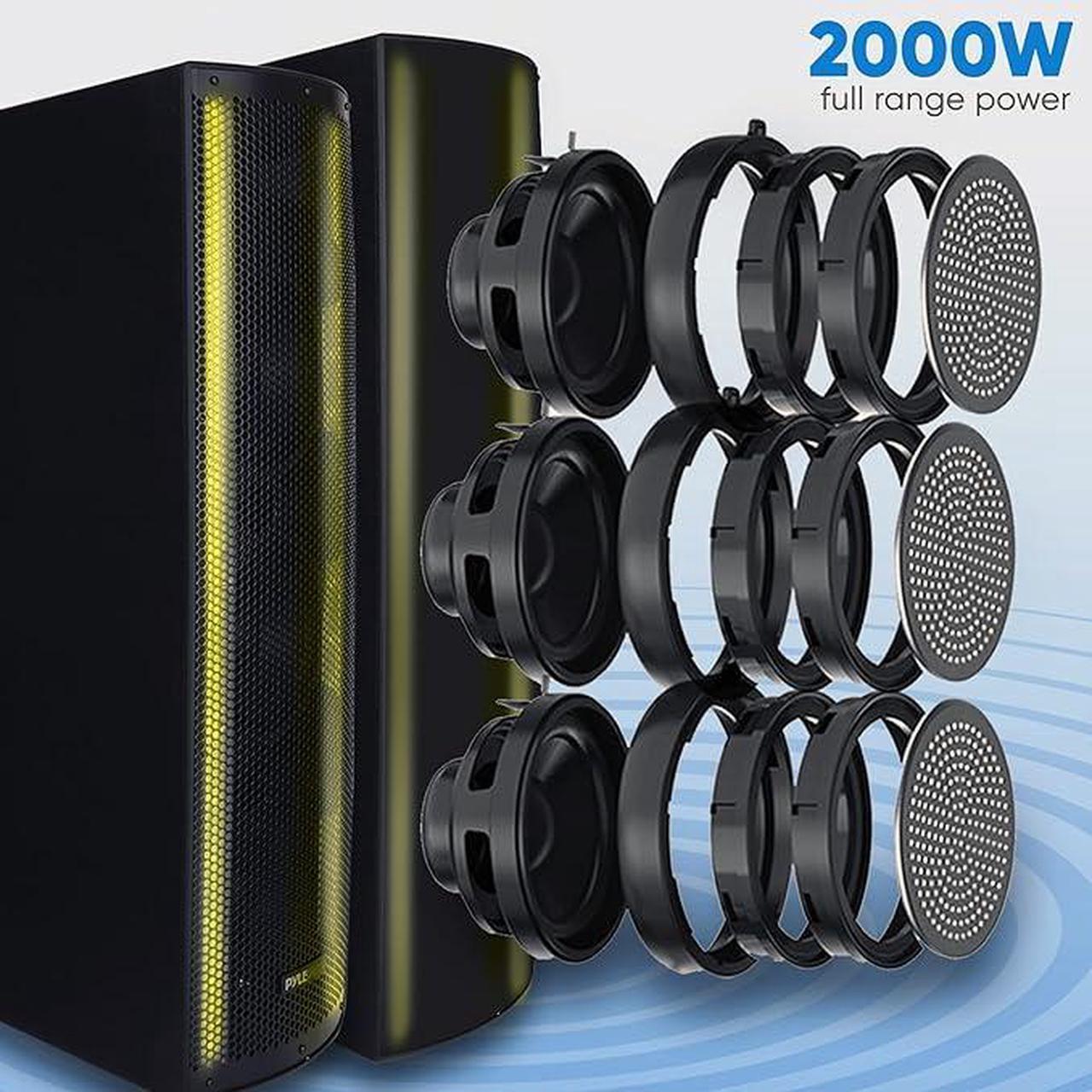 Alt view image 4 of 4 - Pyle Portable Bluetooth Speaker System Microphone Party lights PS65ACT - Black