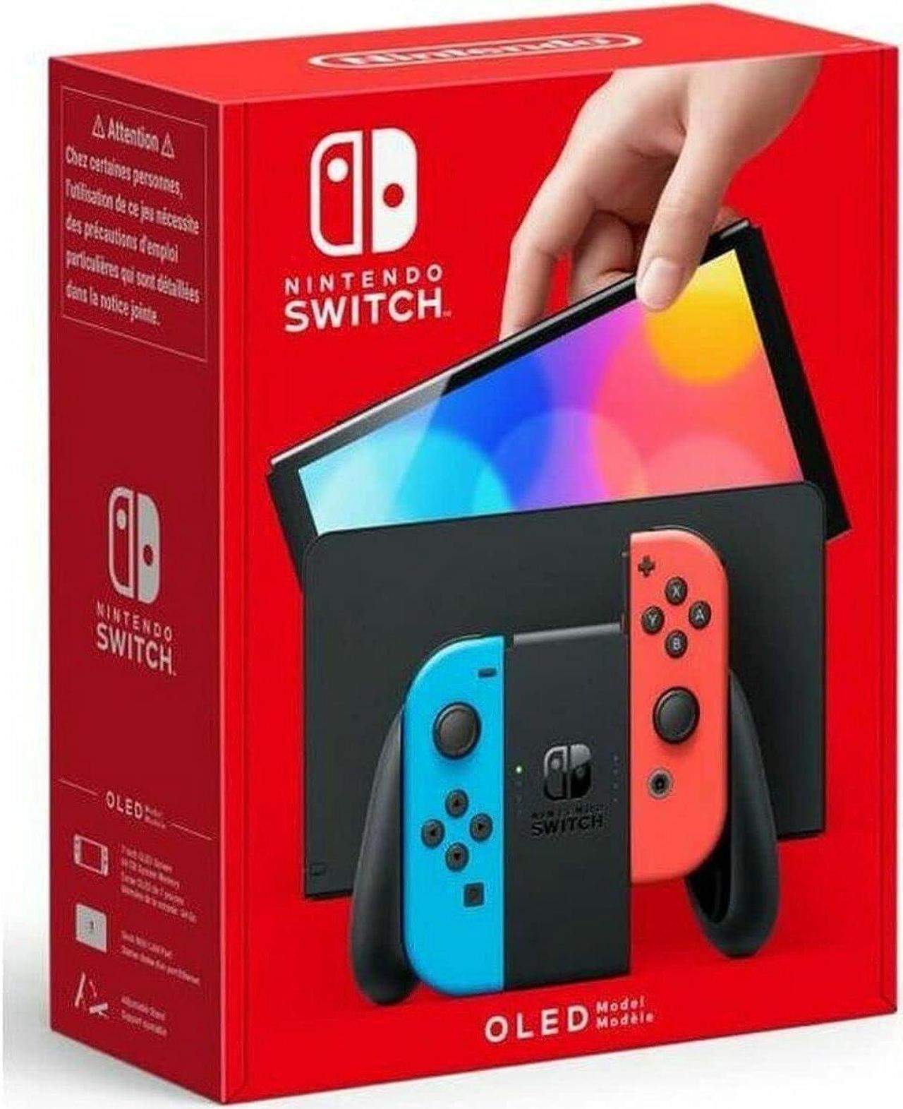 Alt view image 8 of 12 - Nintendo HEGSKABAA Switch - OLED Model with Neon Red & Neon Blue Joy-Con