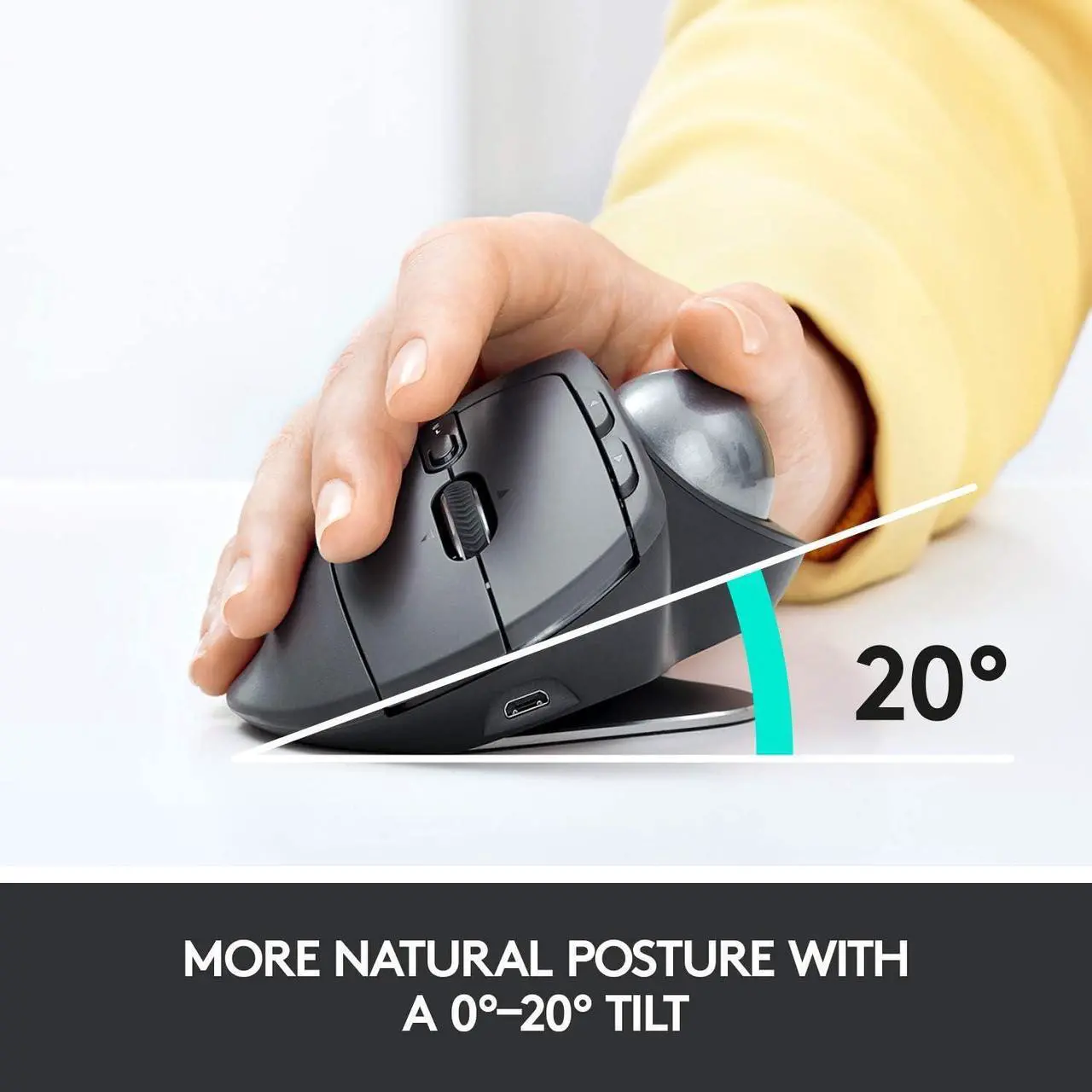 Alt view image 12 of 13 - Logitech 910-005177 MX ERGO Advanced Wireless Trackball for Windows PC and Mac