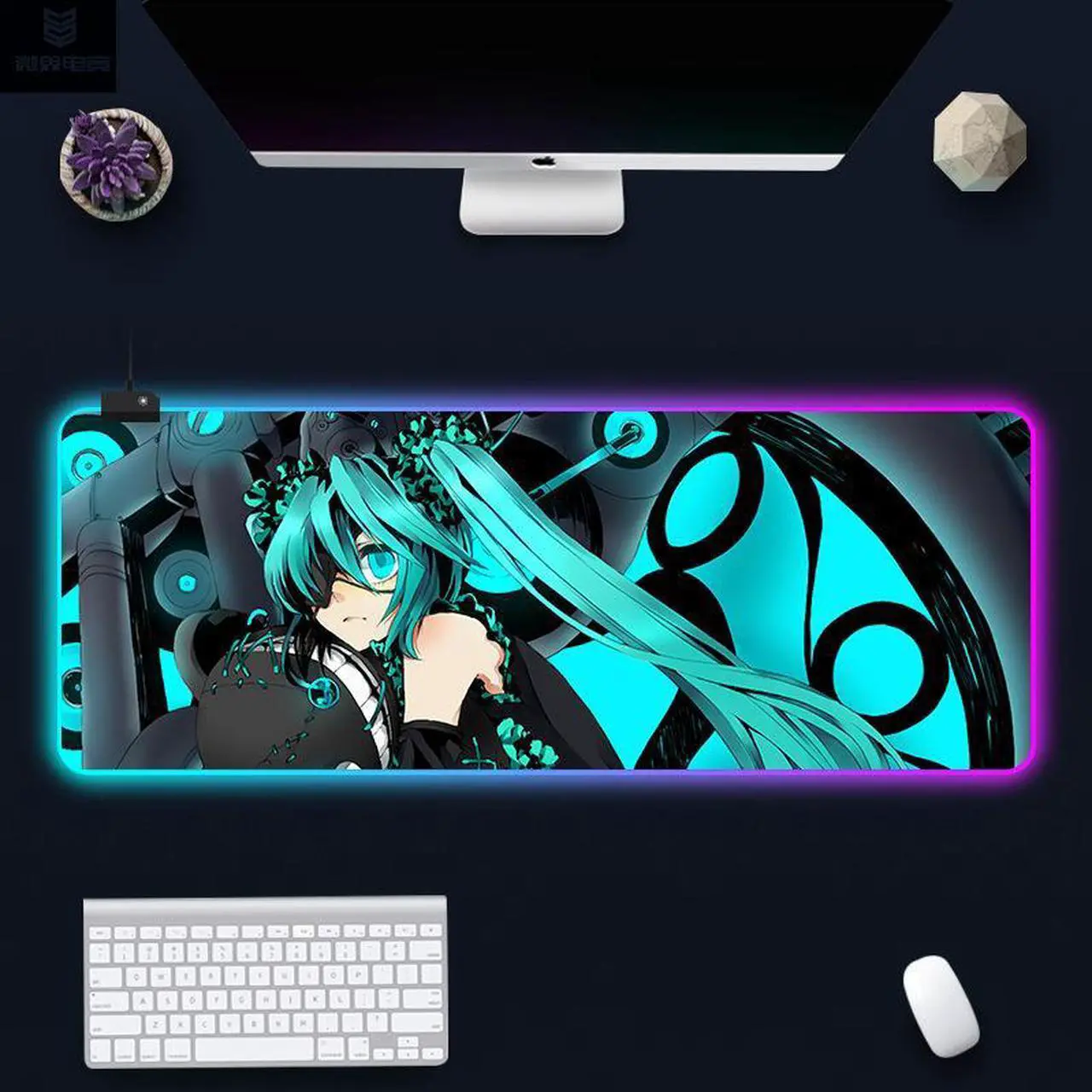 Alt view image 7 of 7 - led Light Mouse pad pro,Hatsune Miku GZ401 Gaming RGB Mouse mat Large Leopard Mouse pad,Anime Waifu Extended Mousepad Oversized Gaming Anime Desk mat 27.5×11.8 in.