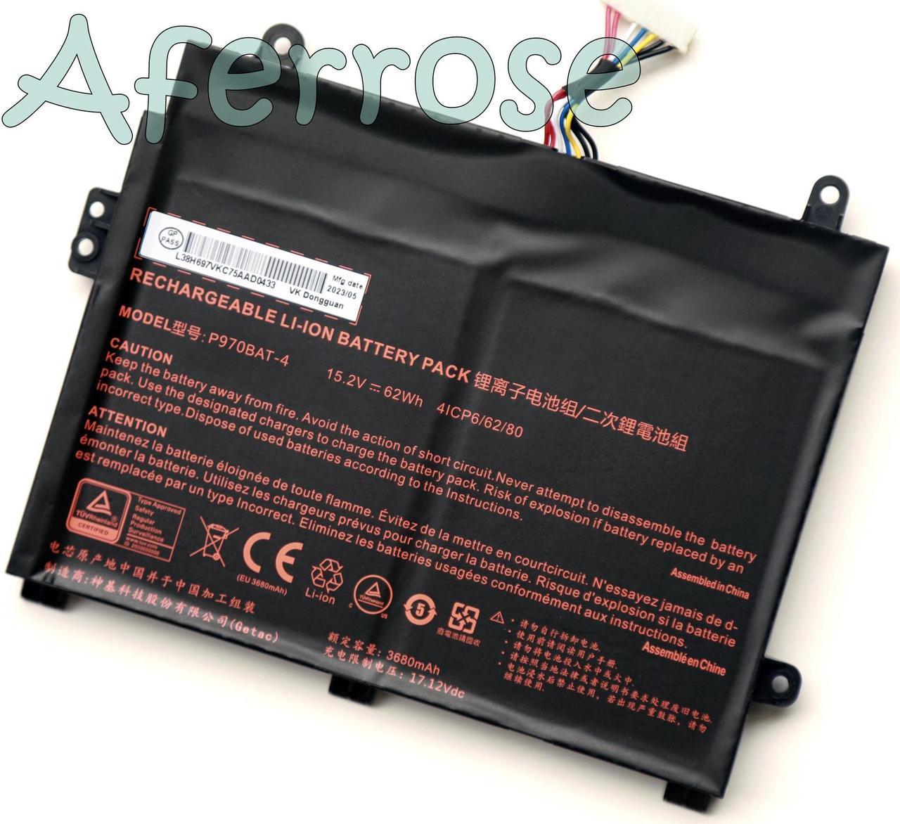 P970BAT-4 New Genuine Battery for CLEVO P960 P960EN-K Erazer X17801 NP8955 NP8967 SCHENKER Key 16 MIFCOM SG6 i7 RTX 2060(P960RD), SG6 i7 RTX 2070 SSD(P960RF) 4IPC6/62/80