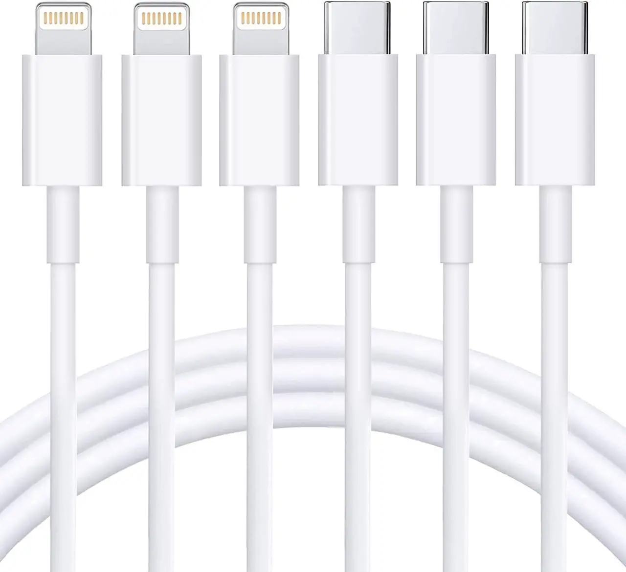 Main image of USB-C/Type-C/USB C iPhone Cable 3ft Long Heavy Duty Cord iPhone 13, 12, 11 Pro/Max/Mini, XR, XS/Max, X, 8, 7, 6, 5, SE, iPad charger cable (3PACK)