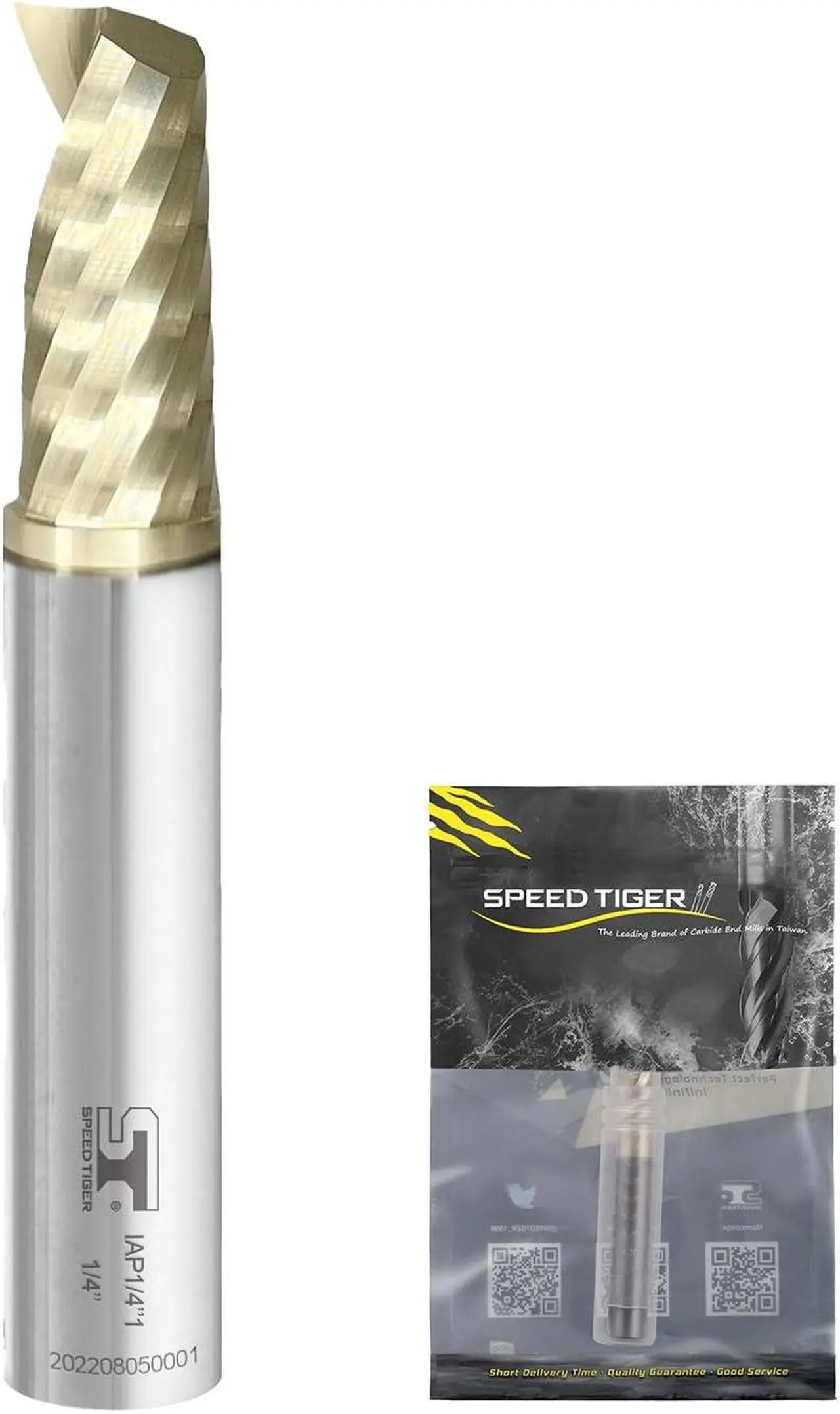 Main image of SPEED TIGER IAP Solid Carbide CNC Spiral O Single Flute End Mill for Aluminum, Wood, Plastic, Brass, Copper Cutting-Made in Taiwan