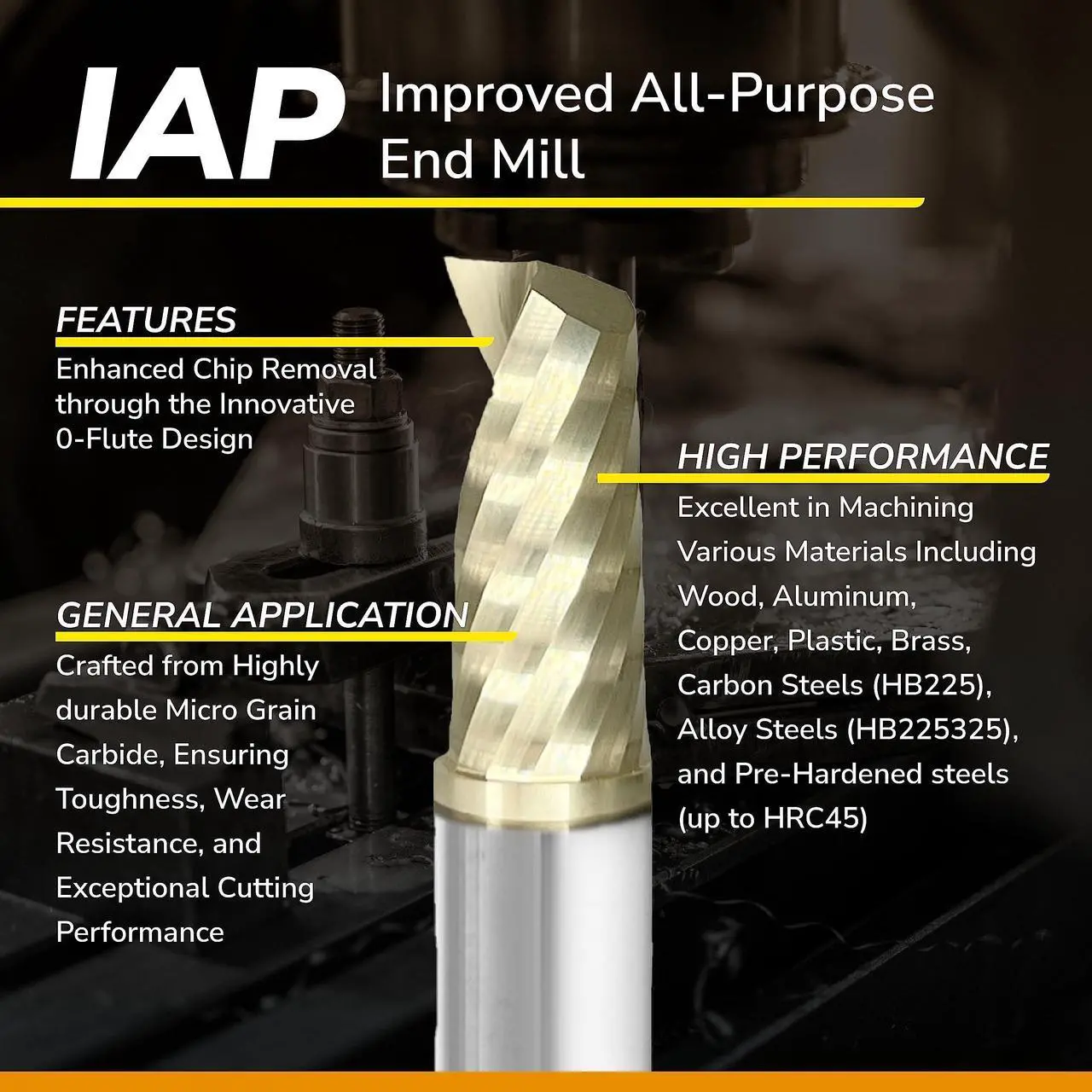 Alt view image 2 of 6 - SPEED TIGER IAP Solid Carbide CNC Spiral O Single Flute End Mill for Aluminum, Wood, Plastic, Brass, Copper Cutting-Made in Taiwan
