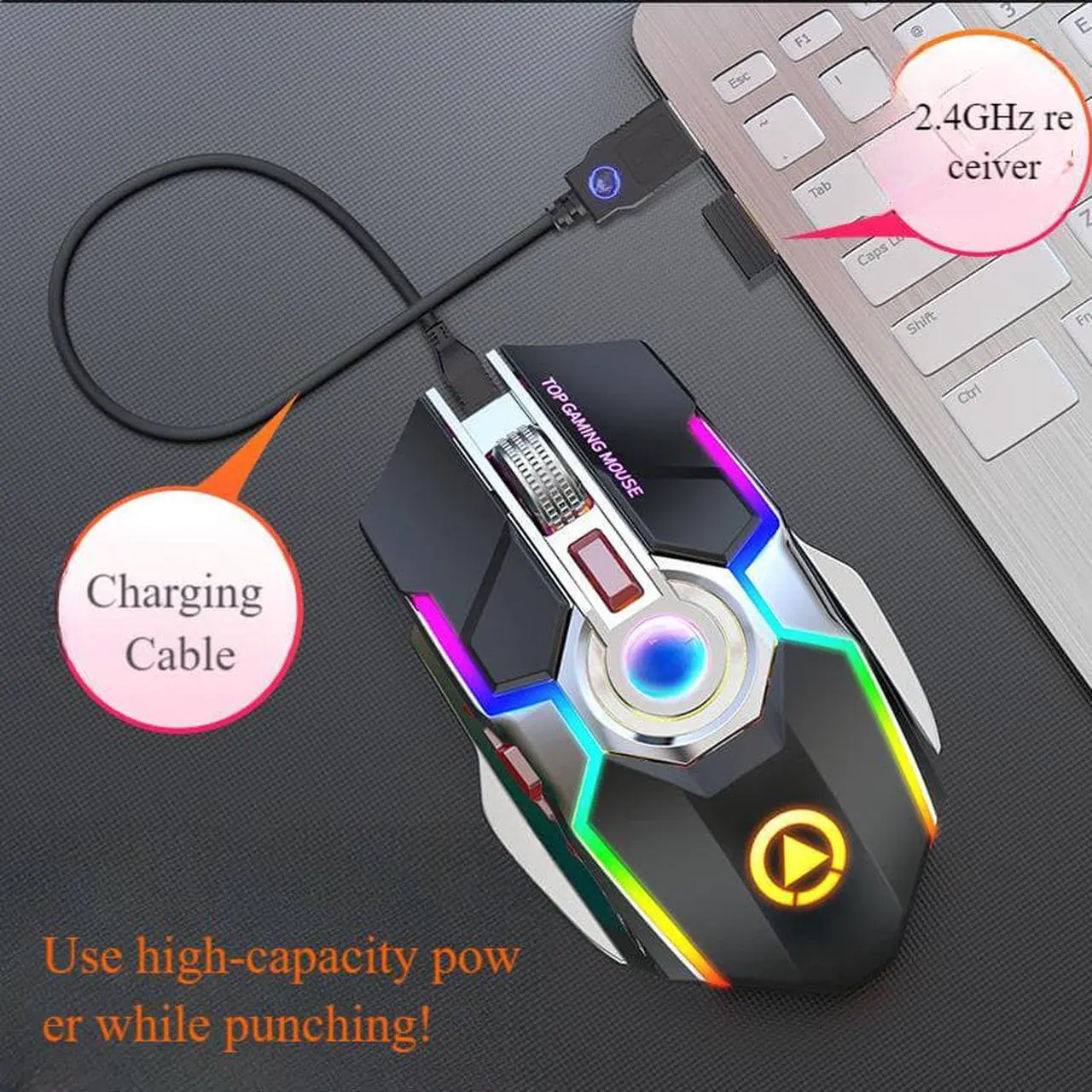 Alt view image 2 of 5 - A5 wireless mouse charging game RGB lighting mute computer accessories
