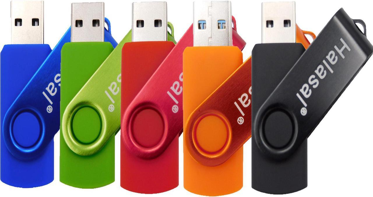 Main image of 5 Pack64GB Flash Drive, USB 2.0 Swivel Thumb Drives Bulk Memory Stick Jump Drive Pen Drive Zip Drive for Data Storage,Black/Blue/Orange/Green/Red (64G, 5Pcs Mixed Color)