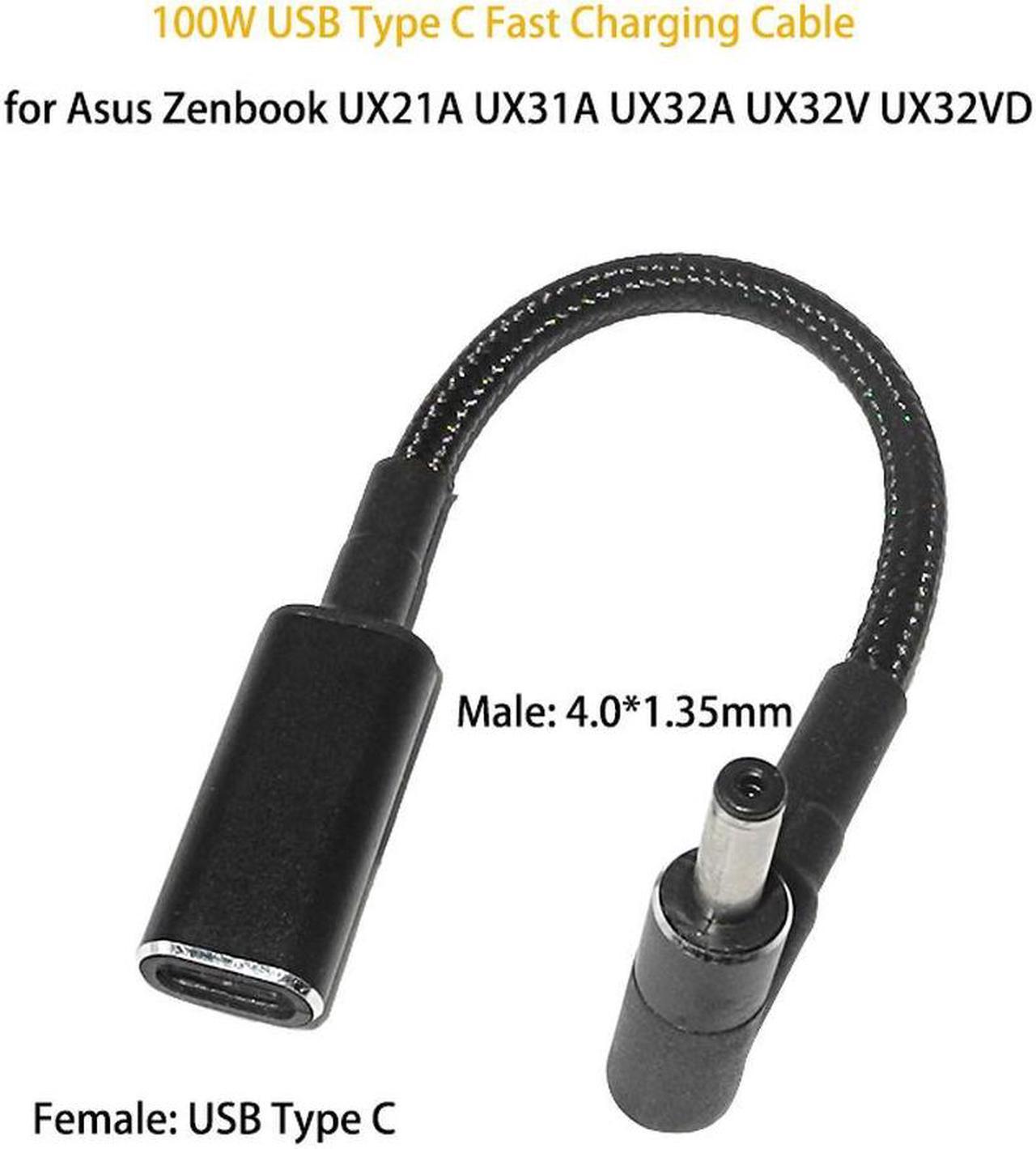 100W USB 3.1 Type C Fast Charging Cable for Zenbook UX31A UX32A UX32V UX32VD USB-C to 4.0*1.35mm Plug Adapter Connector