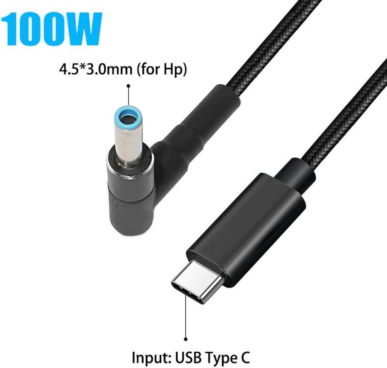 1.8M 100W USB C to 4.5x3.0mm Dc Plug Converter USB Type C Laptop Power Adapter Cable for Elitebook Folio Spectre Pavilion