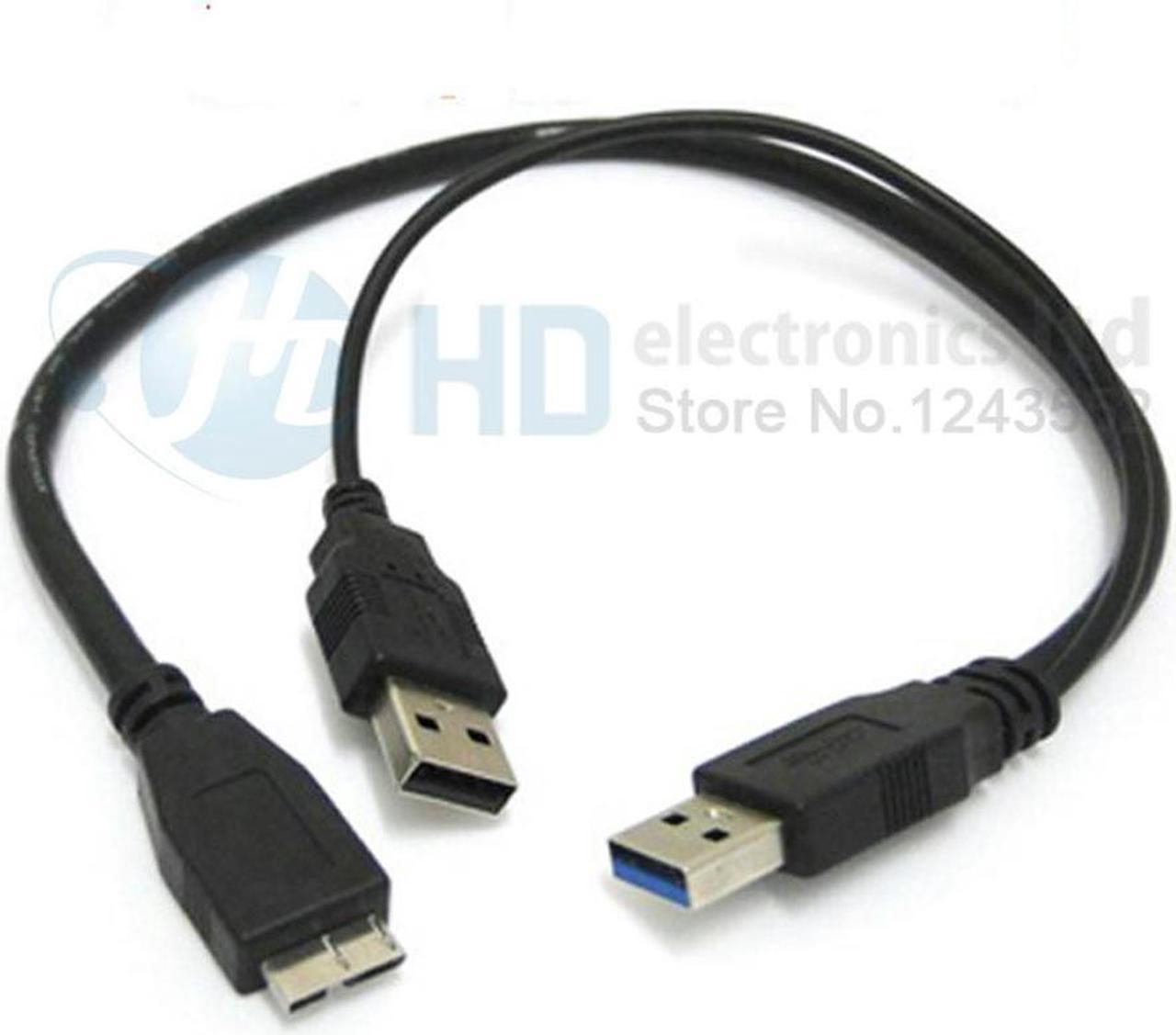 USB 3.0 A Male to Micro USB Male 3 Y Cable with Extra USB Power for 2.5" Mobile HDD 60cm