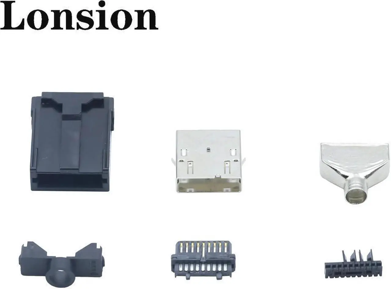 Main image of 2pcs/lot HDMI E TYPE 19Pin male soldering wire six-piece set 8K HD car board connector
