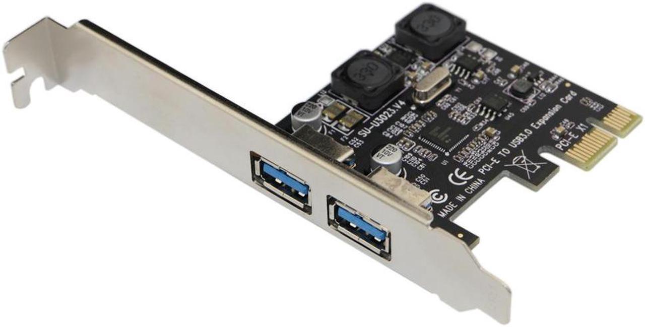 Super Fast 2 Ports USB 3.0 5Gbps PCI Express PCI-E 1X Expansion Card Self-Powered For Desktop PC Windows XP, 7, Vista, 8, 10