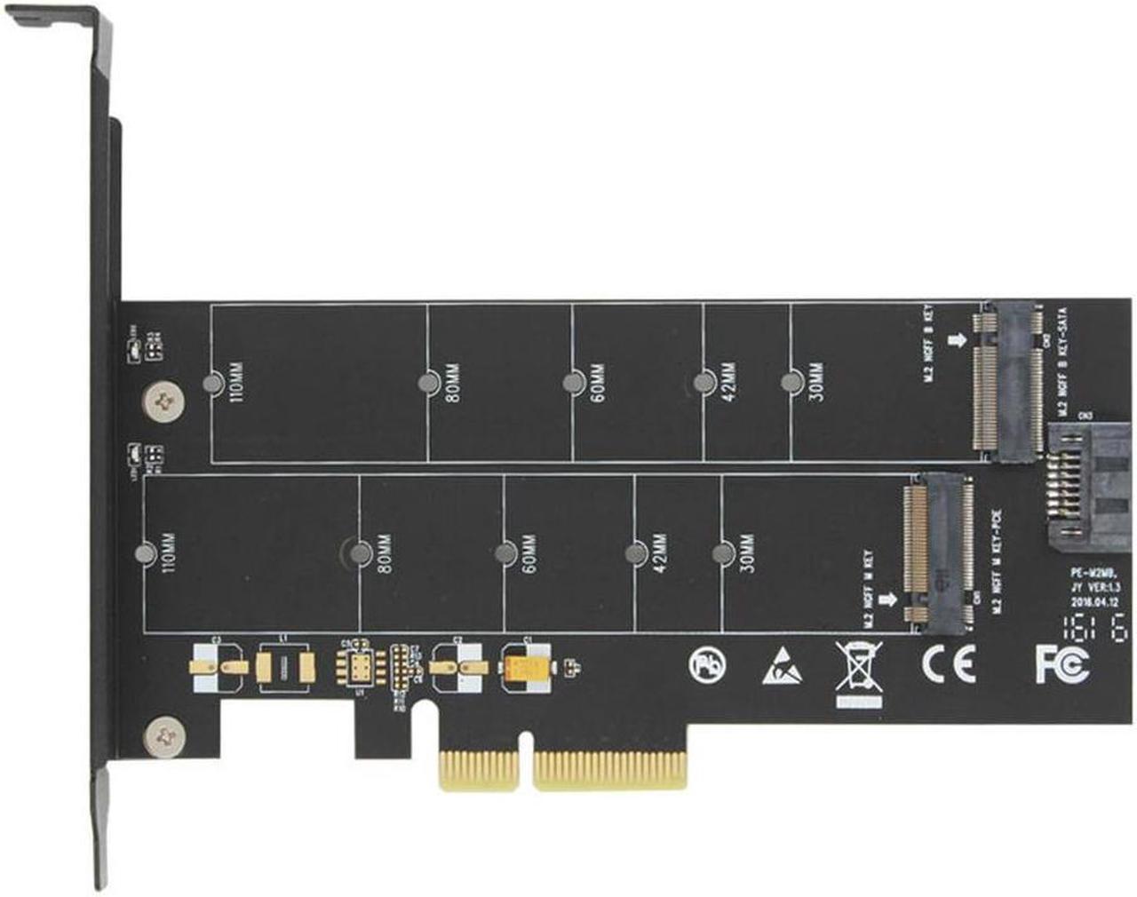 M.2 NVMe SSD NGFF TO PCIE X4 adapter M Key B Key dual interface card Suppor PCI Express 3.0 x4 2230-22110 All Size m.2