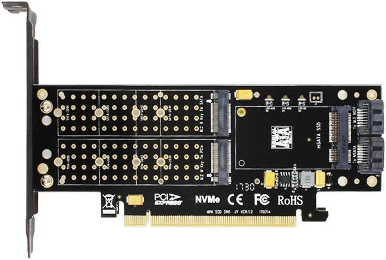 SK16 M.2 NVMe SSD NGFF TO PCI-E3.0 X16 adapter M Key B Key mSATA interface card Suppor PCI Express 3.0 3 in 1 dual 12v+3.3v