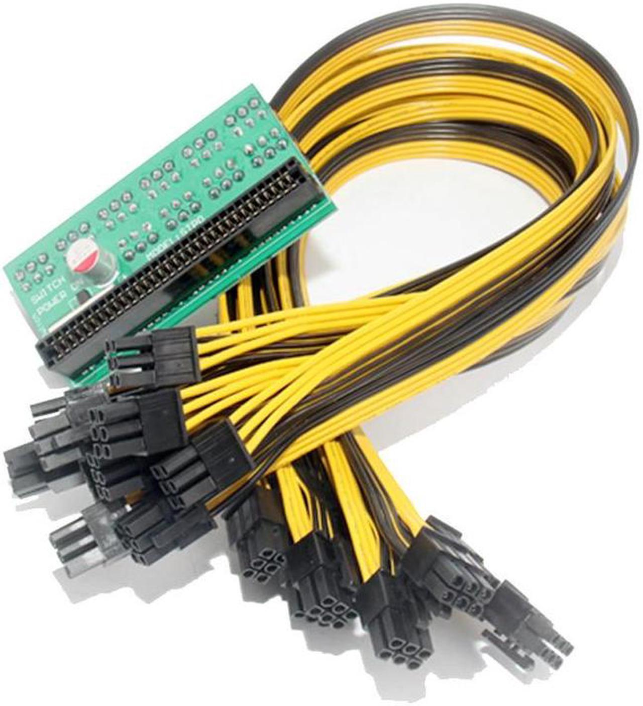 10 Port 6Pin Breakout Adapter Board With 10PCS 50CM UL 1007 6Pin Male to 6Pin Male Cable 18AWG Wire Mining Power Supply Kit