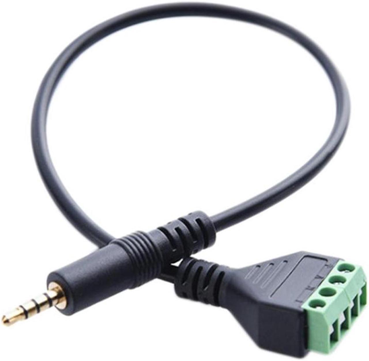 3.5mm Screw Terminal Adapter Speaker Cable 4-Core Stereo TRRS Male Hole to AV 4 Screw Terminal Balun Connector Cable