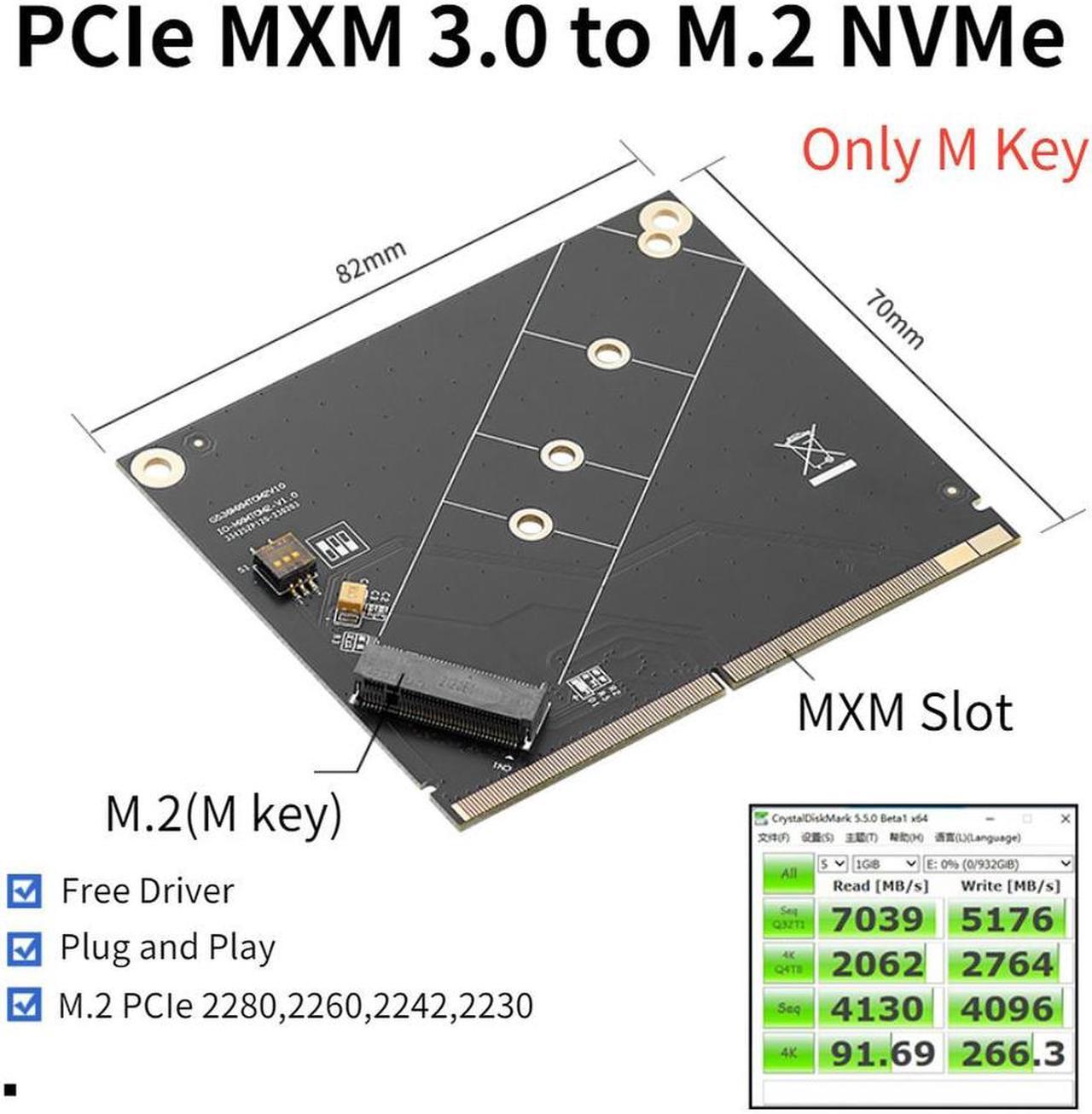 MXM to NVME Adapter Riser Board Converter PCIe MXM 3.0 to M.2 NVME Expansion Card Support 2230 2242 2260 2280 M2 NVME SSD for PC