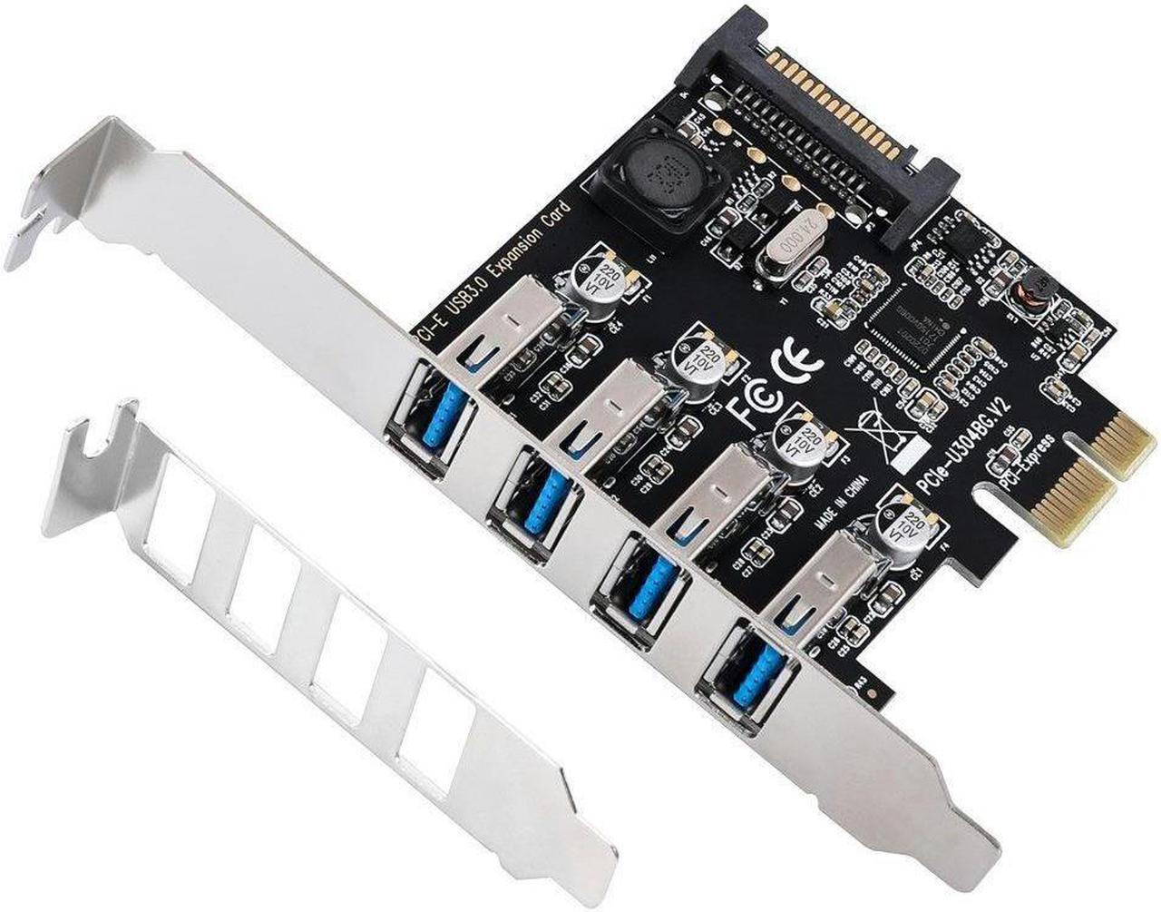 4 Ports USB 3.0 to PCI Express Expansion Card USB 3.0 PCI-e Controller Hub for Desktop PC with 8 cm Low Profile Bracket