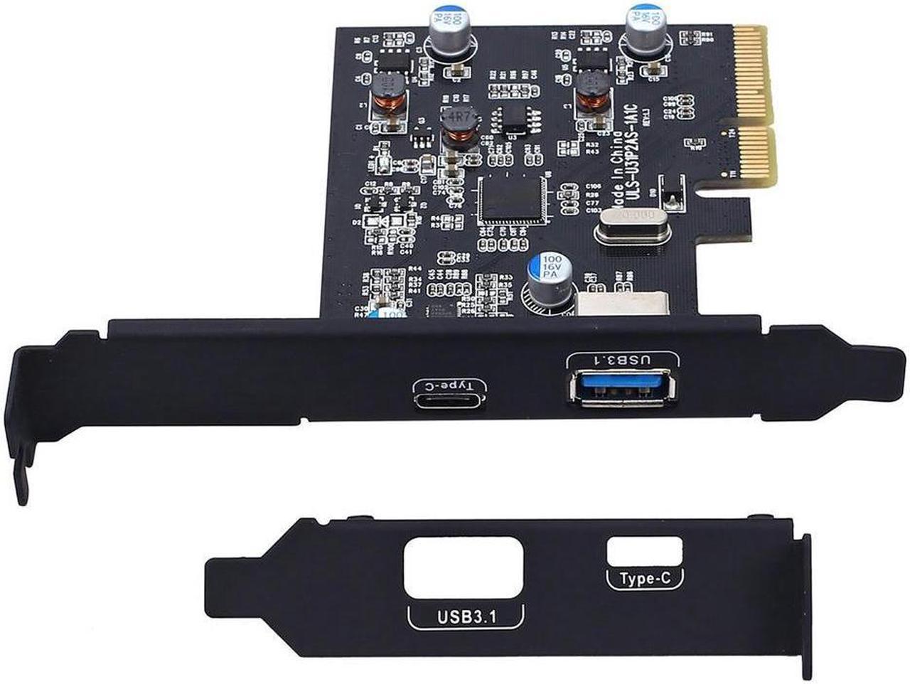 PCI-E PCI Express to USB 3.1 Gen2 10Gbps Hub Type A and Type C 2-Port PCIe Expansion Adapter Card For Windows 7/8/8.1/10/Linux