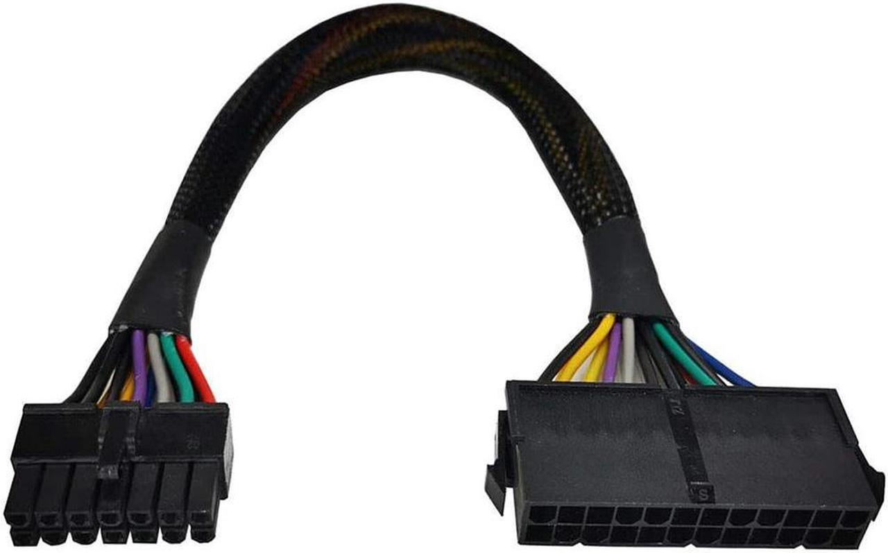 24 Pin to 14 Pin ATX PSU Main Power Adapter Braided Sleeved Cable for for PC and Servers 12-Inch(30cm)