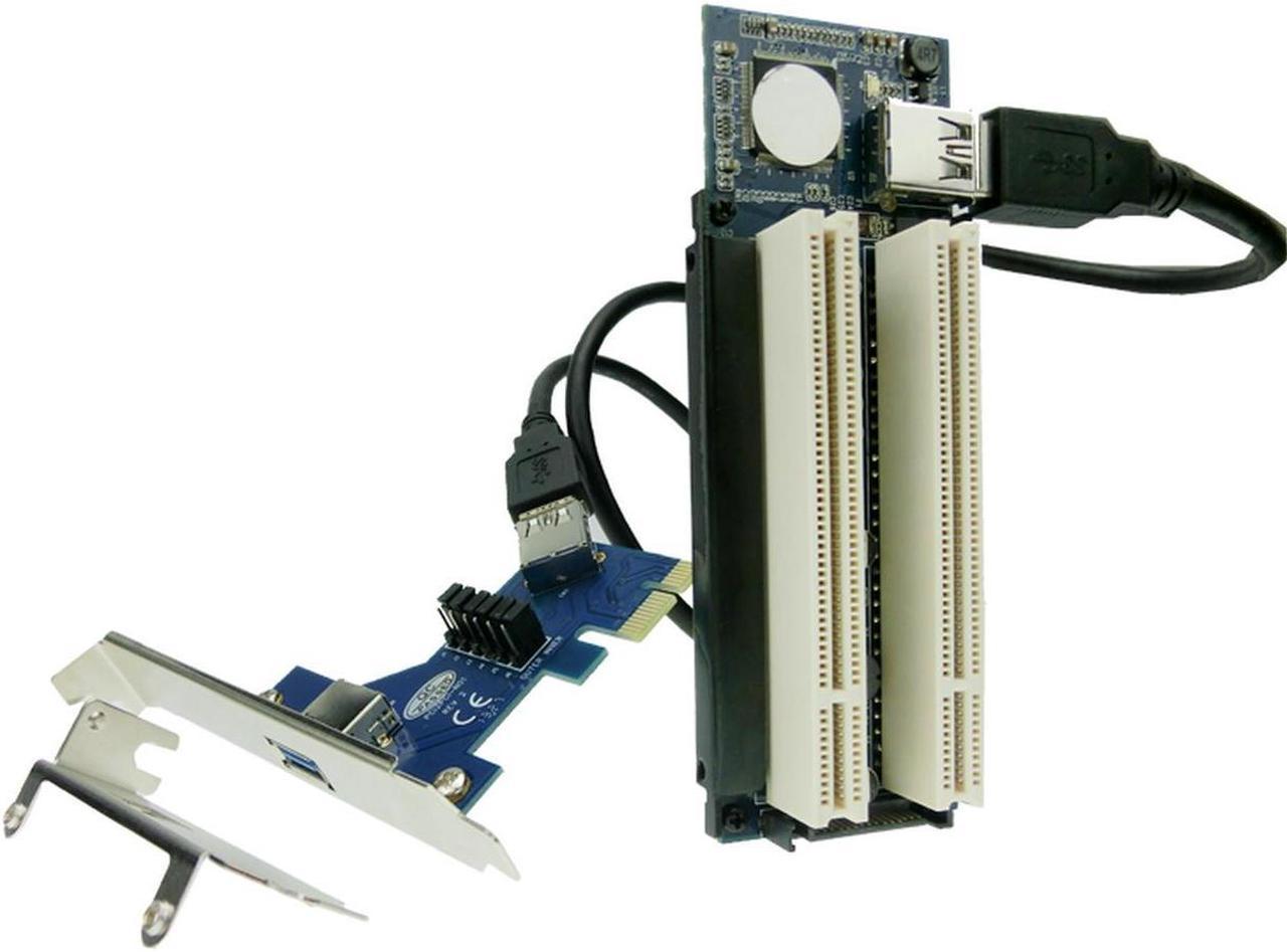 PCI-express x1 PCIe TO 2 PCI Adapter Router Dual PCI slot Riser Card  usb3.0 low profile bracket