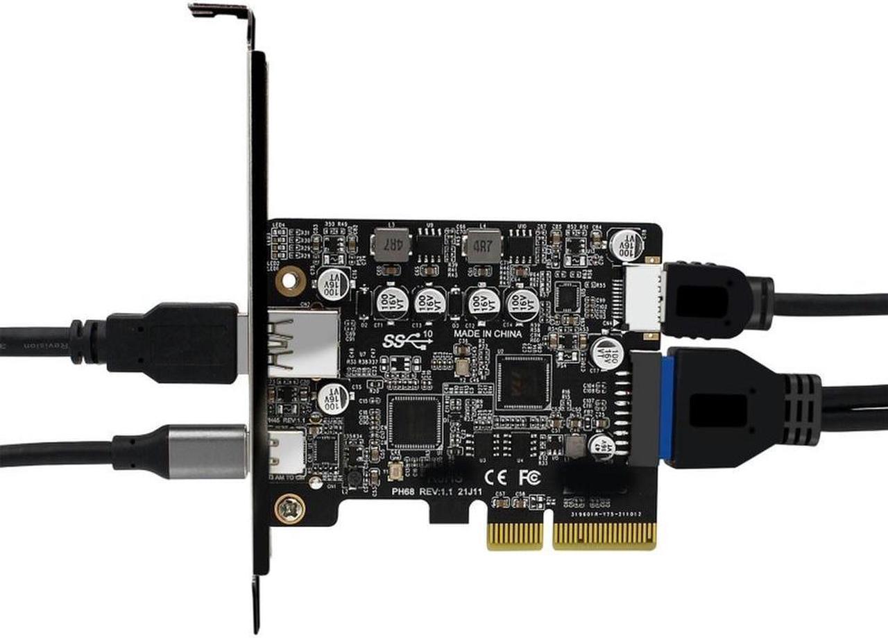 PCIE 3.0 To USB 3.2 Gen2 Type-C 10Gbps Data Transfer Quick Charge USB-C Controller PCI-E Type E 19P20P Type E Card