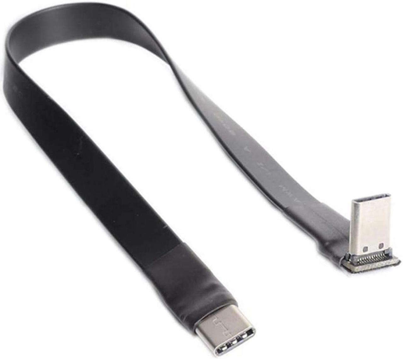 USB 3.1 Type C to Type C Extension Cable 90 Degree Adapter FPC FPV Ribbon Flat USB C Cable 3A 10Gbps EMI Shielding, 30cm