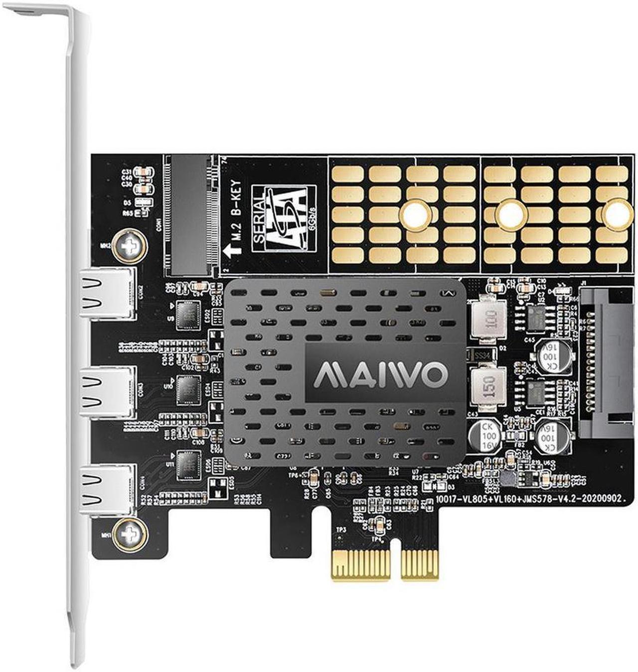 MAIWO Expansion Card PCIE X1 To 3 Port Type C with Built In M.2 Solid State Disk Adapter Card Supports 2280 SSD USBC M2 SATA