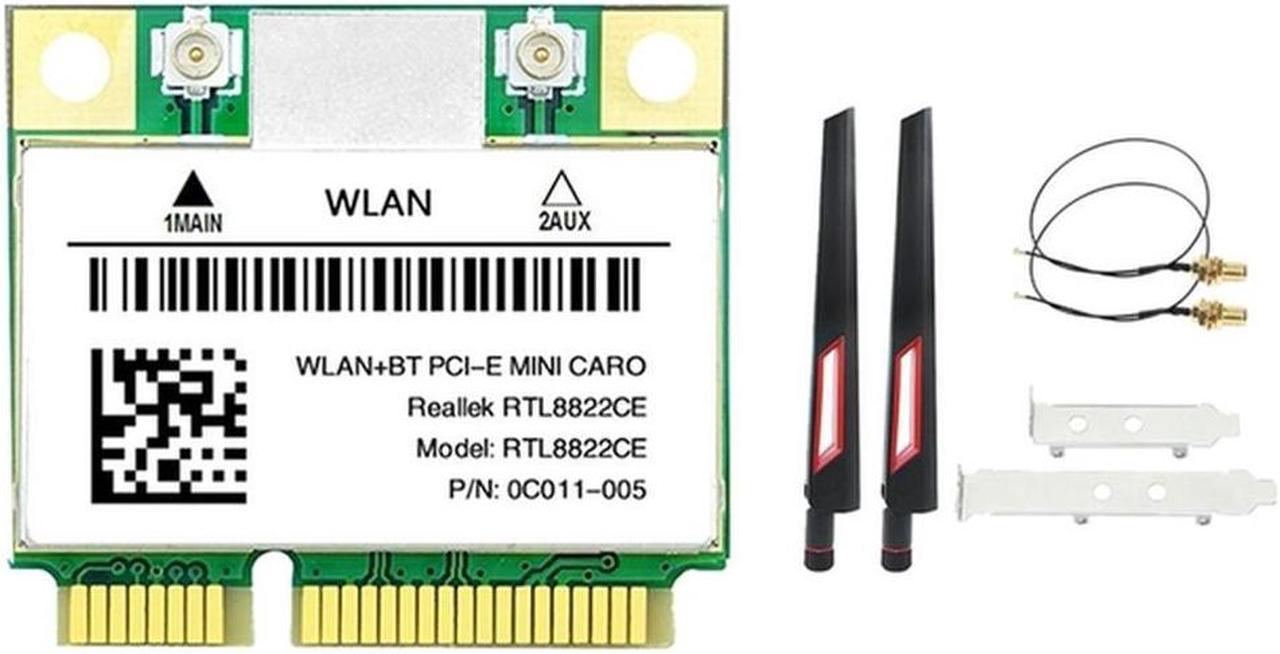 RTL8822CE Card +Antenna Kit 1200Mbps 2.4G+5Ghz 802.11AC Network Mini Pcie BT 5.0 Support Laptop/PC Windows 10/11