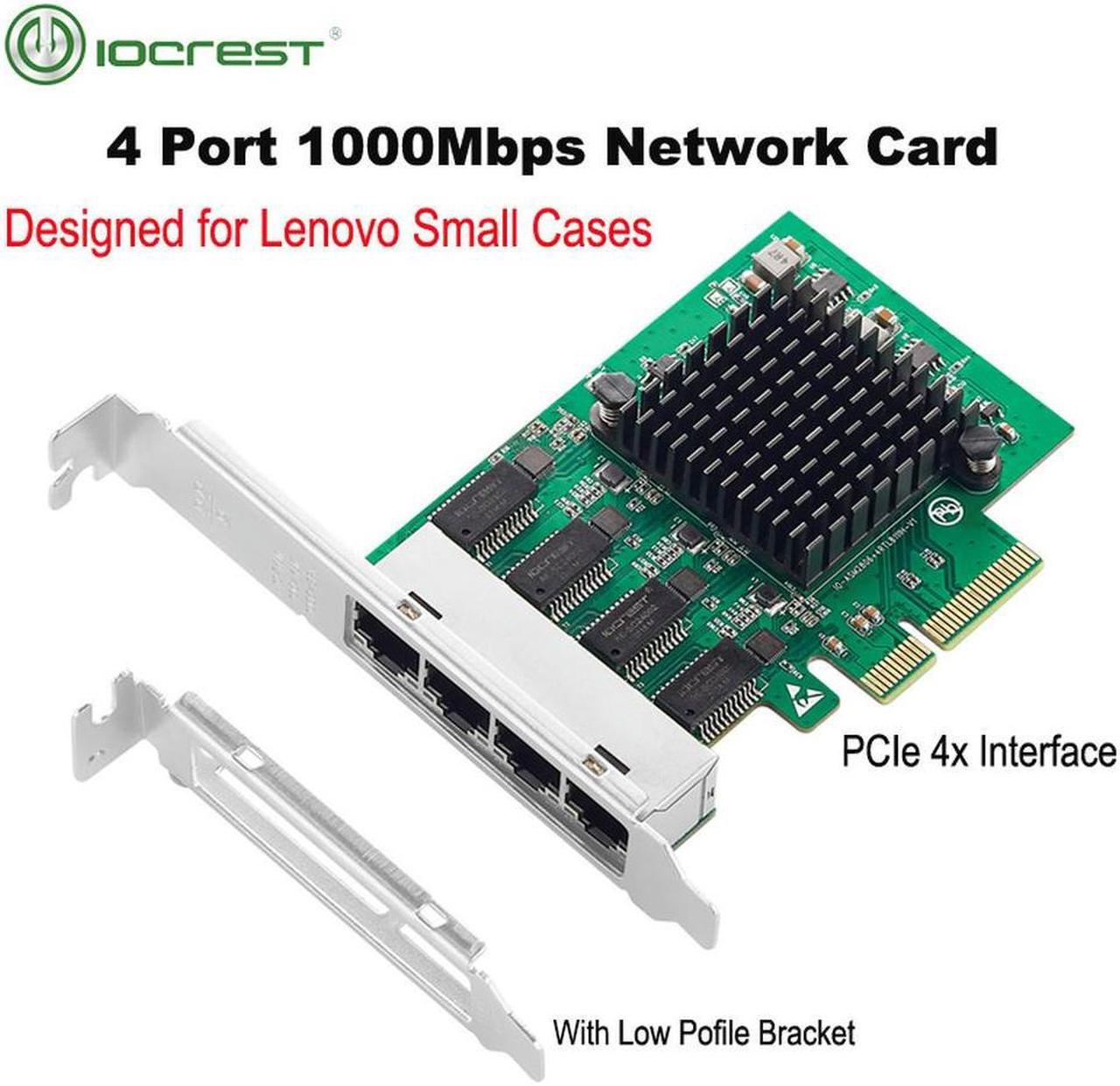 IOCREST PCIe x4 4 Ports Gigabit Ethernet Network Card 10/100/1000Mbps Quad NIC Realtek 8111H Chips for PC Server