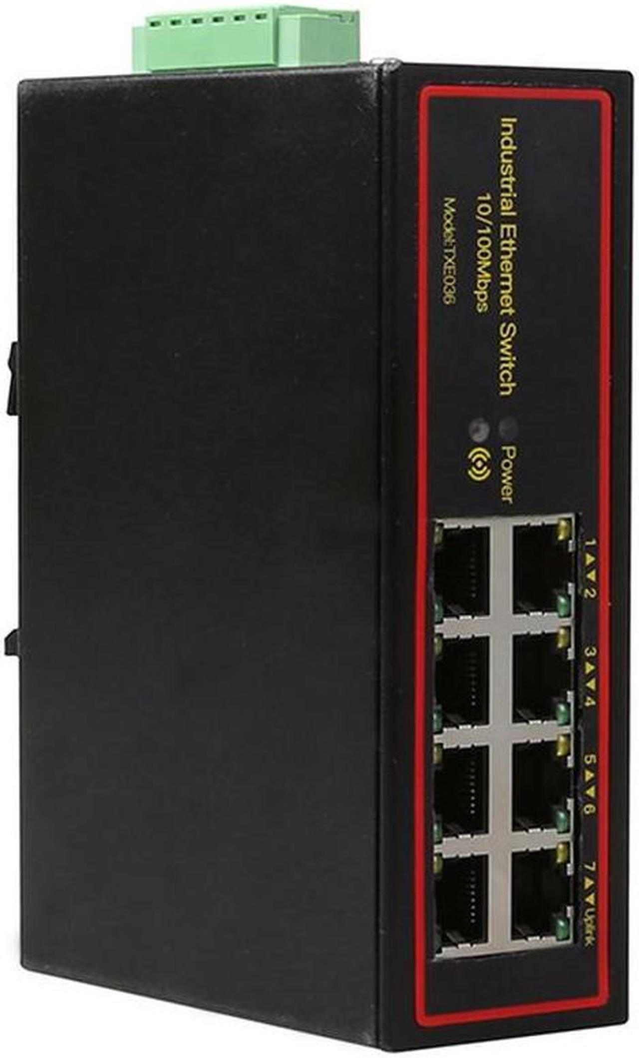 Industrial 8 port ethernet LAN switch 100M DOUBLE DC POWER high and low temperature SURGE PROTECTION