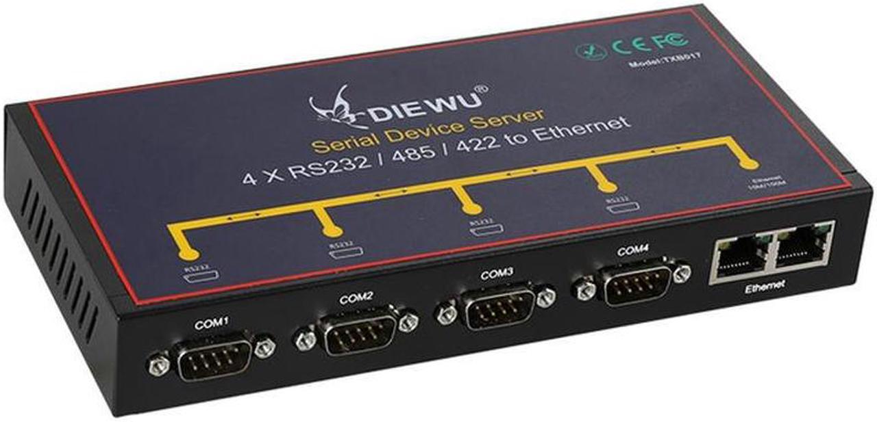 Industrial Grade Serial Server 4 port Serial RS232/485/422 Device 10/100Mbps Full Duplex /Half Duplex dual ethernet RJ45 to com