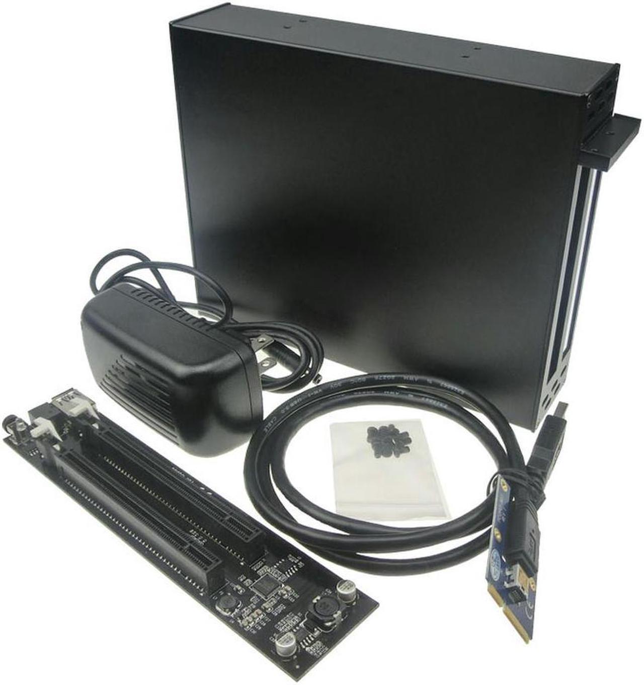 Mini PCIe to Dual PCIE 2 Ports 16x pci-e Bus Slot Adapter with case enclosure