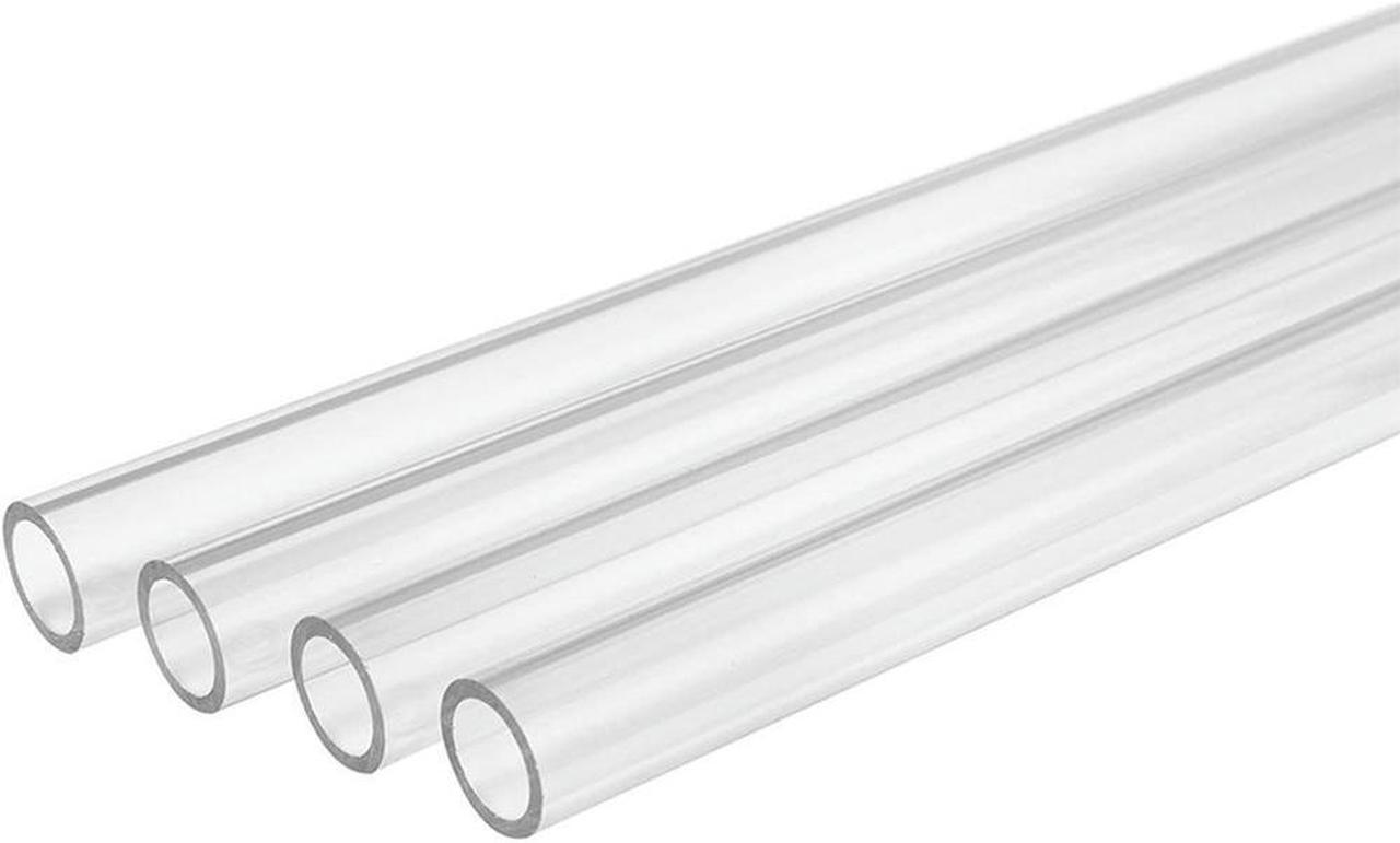 Computer Water-Cooled Petg Transparent Hard Tube None Chamfer Link Tube, 16mm Od, 12mm Id,500mm Length, Clear, 4-Pack