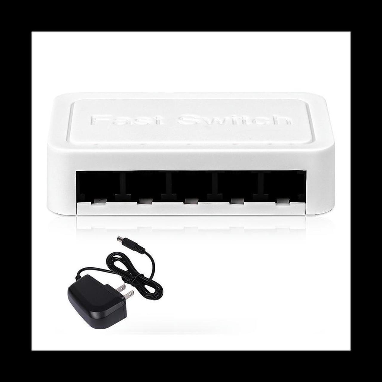 Mini 5 Port Network Switch Ethernet Switch Internet Splitter Desktop 10/100/1000Mbps RJ45 Hub, Gigabit White, US Plug