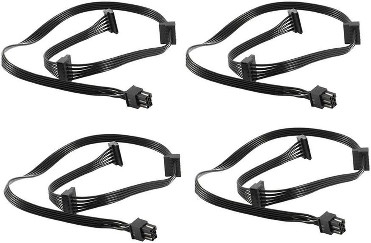 4 Pcs 6 Pin to 3X SATA Driver Power Supply Cable for EVGA Supernova 650 750 850 1000 1600 2000 G2 G3 P2 T2 GS