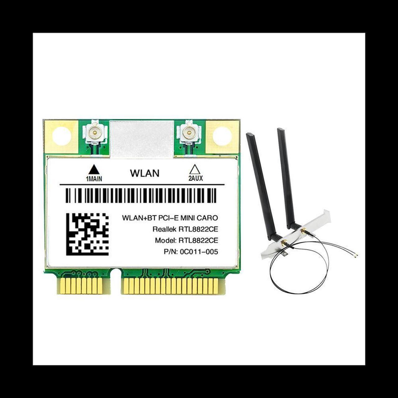 RTL8822CE Card with Antenna 1200Mbps 2.4G+5Ghz 802.11AC Network Mini PCIe BT 5.0 Support Laptop/PC Windows 10/11