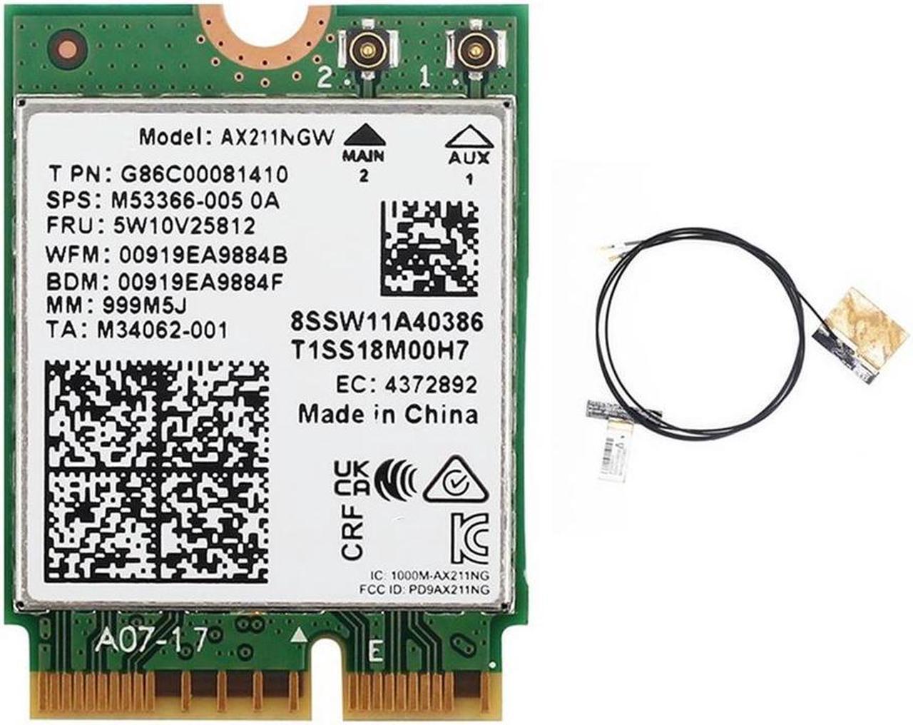 6E AX211NGW Tri Band 2.4G/5G/6Ghz Wireless Network Card for Bluetooth 5.2 AX211 M.2 KeyE CNVio Windows10