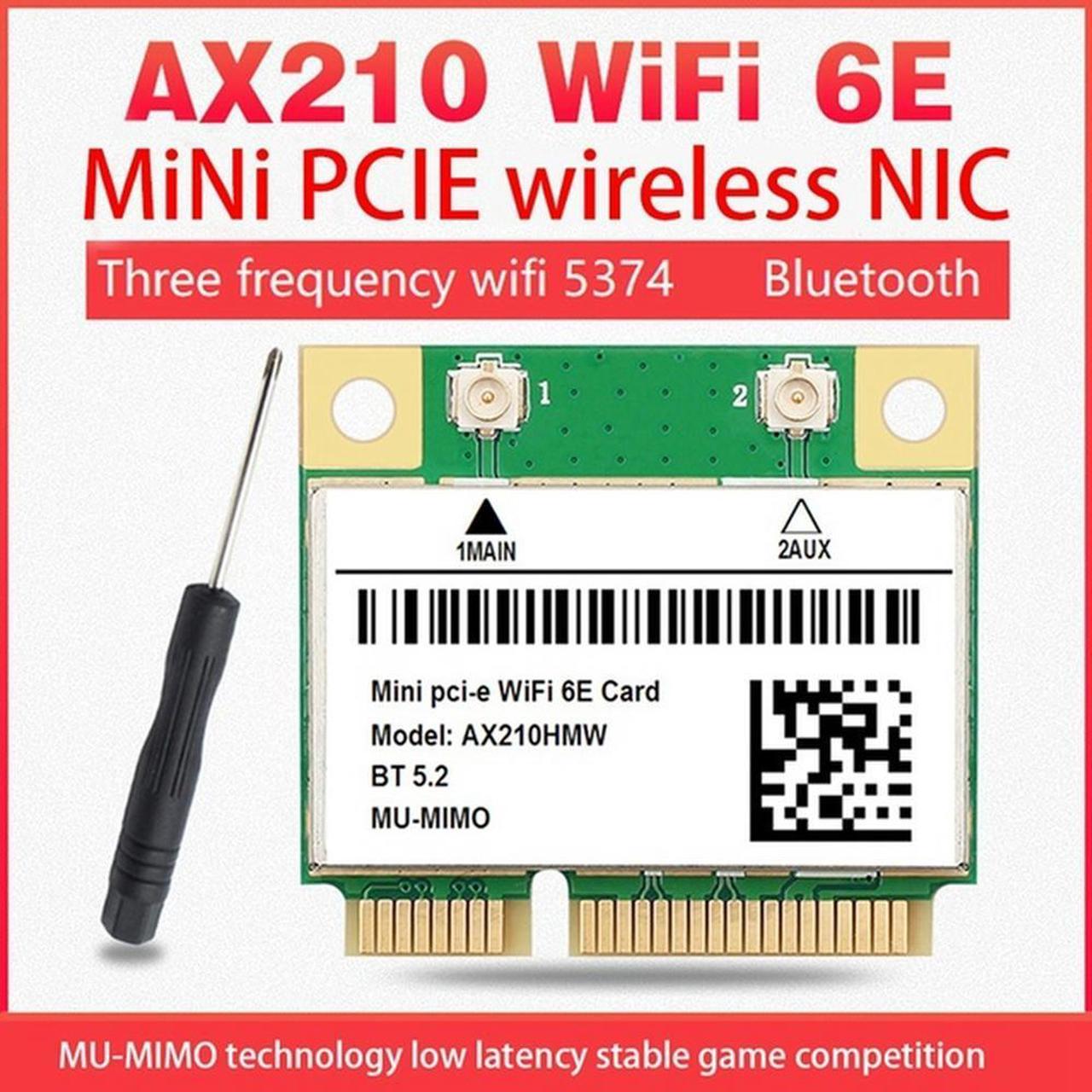 6E AX210 Mini PCI-E Wireless Network Card 6 Dual Band 2.4G/5G Network Card Bluetooth 5.2 Network Card Adapter Green