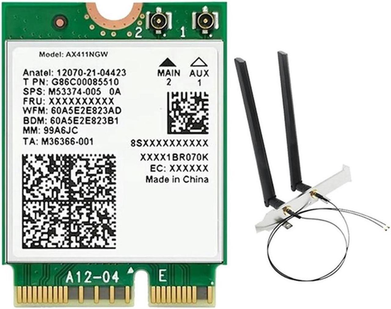 For  AX411 Card+2X8DB Antenna 6E Cnvio2 BT 5.3 Tri-Band 5374Mbps Module For Laptop/PC Win10/11-64Bit