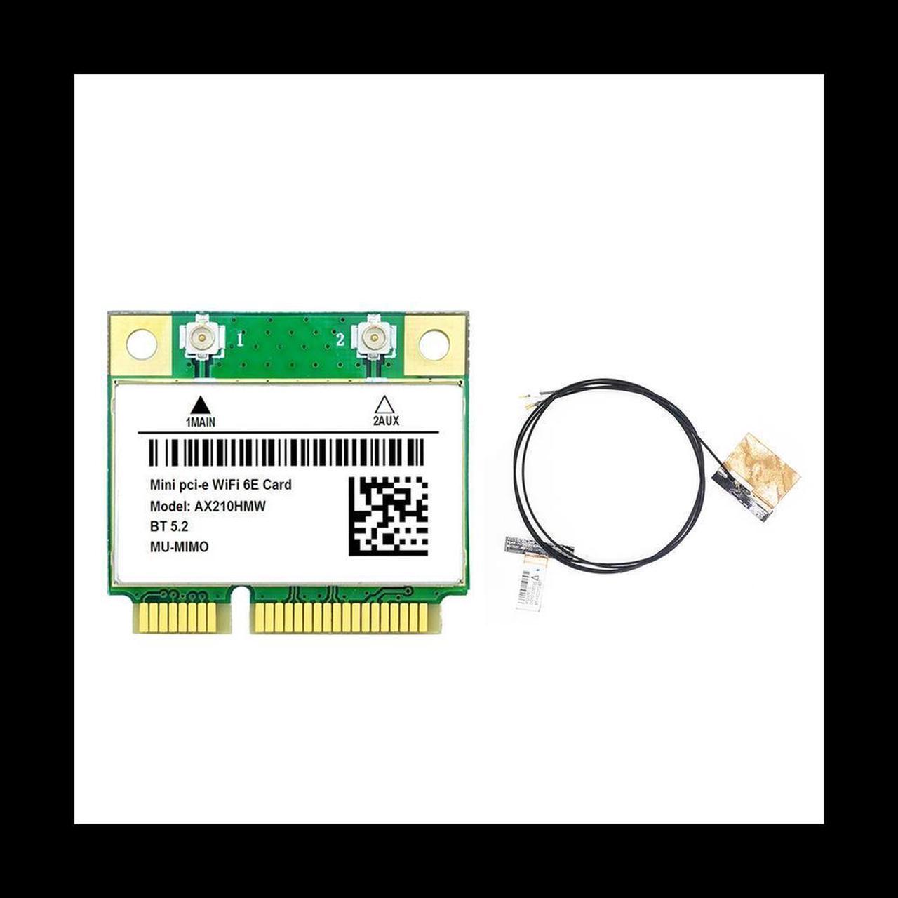 AX210HMW Card+Antenna 6E Mini PCI-E AX210 802.11Ax/Ac 2.4G/5G/6Ghz BT5.2 Wireless Adapter for Laptop