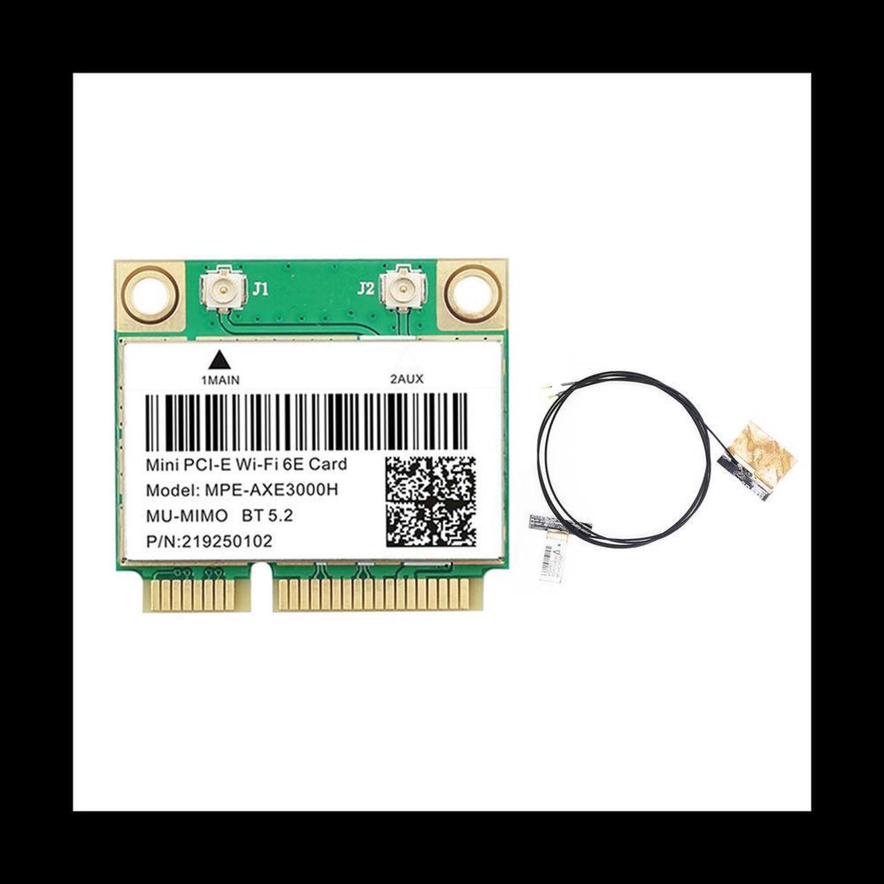 MPE-AXE3000H Card+Antenna 6E 2400Mbps Mini PCI-E for BT 5.2 802.11AX 2.4G/5G/6Ghz Wlan Network Card