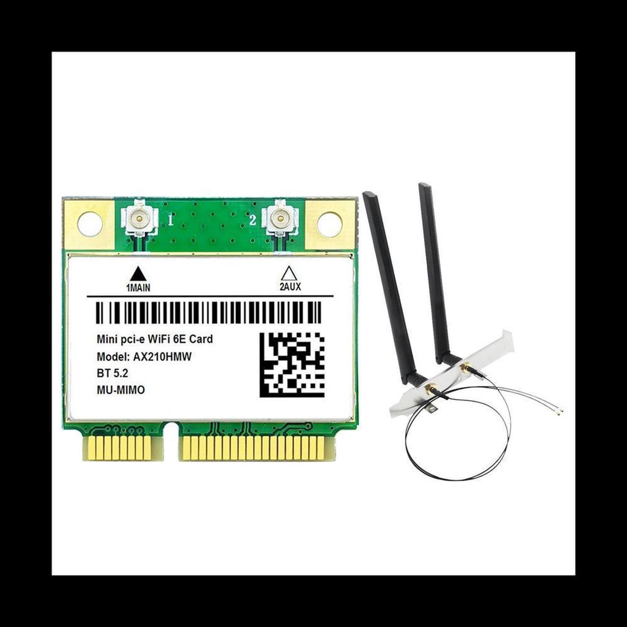 AX210HMW Card with Antenna 6E Mini PCI-E AX210 802.11Ax/Ac 2.4G/5G/6Ghz BT5.2 Wireless Adapter for Laptop