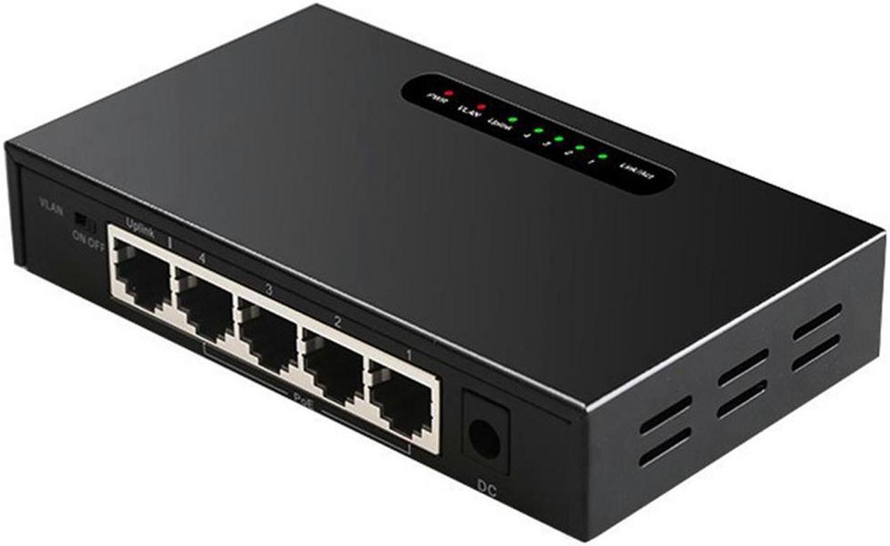 5 Port POE Gigabit Switch Unmanaged Switch Ethernet Switch Network with VLAN Function for Camera EU Plug