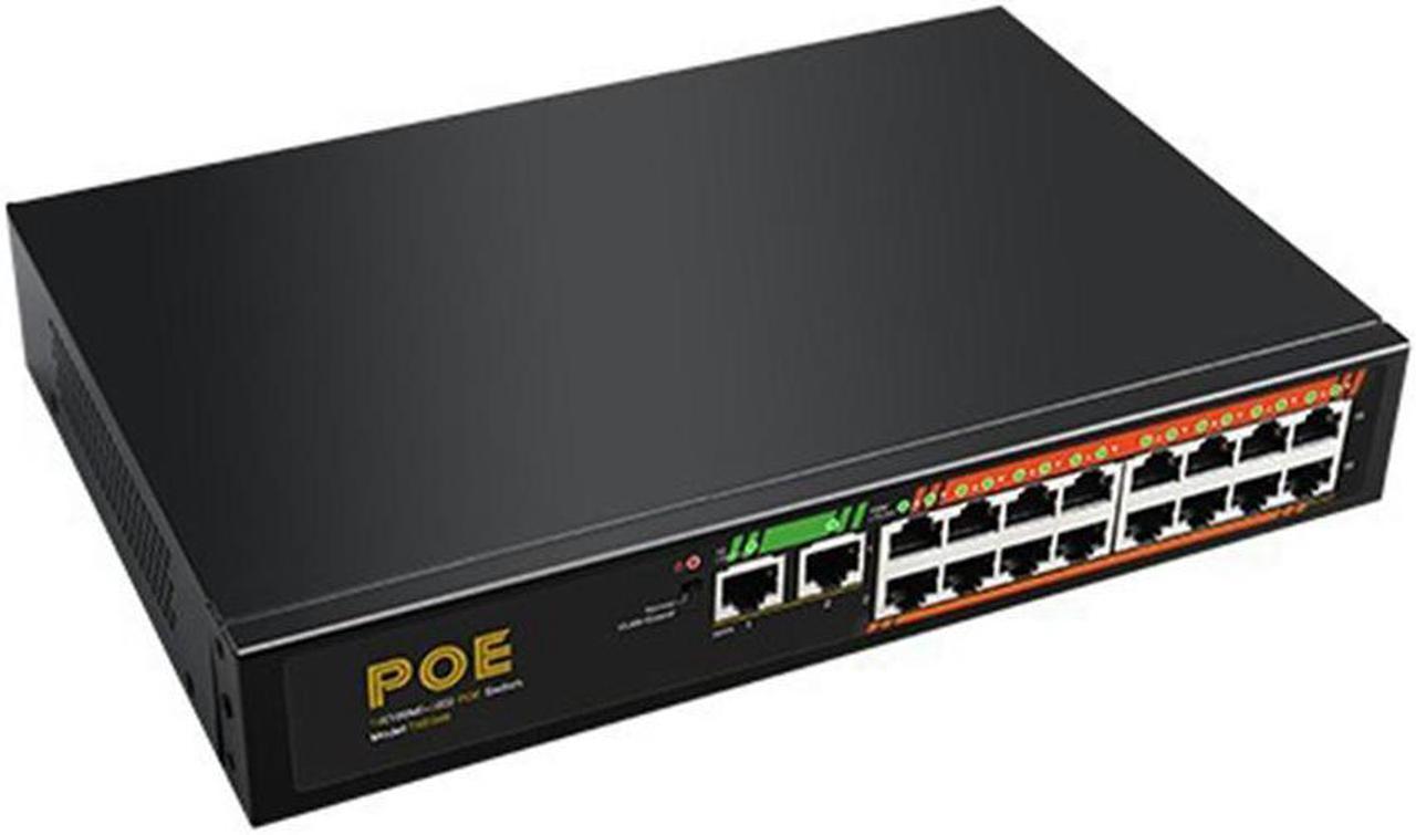 TXE046 16-Port 100GbE + 2-Port Gigabit Switch Unmanaged PoE Switch EU Plug