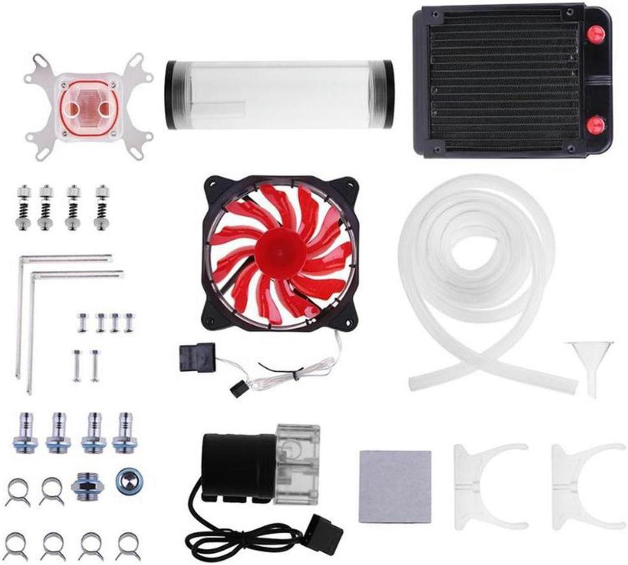 Pc Water Cooling System Set G1/4 inch Universal Cpu Waterblock 160Mm Water Tank Pump 120Mm Radiator 2M Hose Cooling Fans Kit