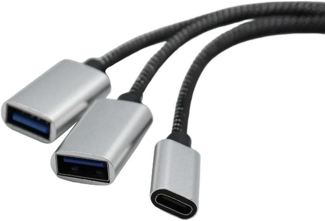 Alt view image 4 of 4 - USB 2.0 Adapter Cable, 1 Male to 3 Female Port Splitter with USB C for LaptopS     USB 2.0 Adapter Cable, 1 Male to 3 Female Port Splitter with USB C for LaptopS